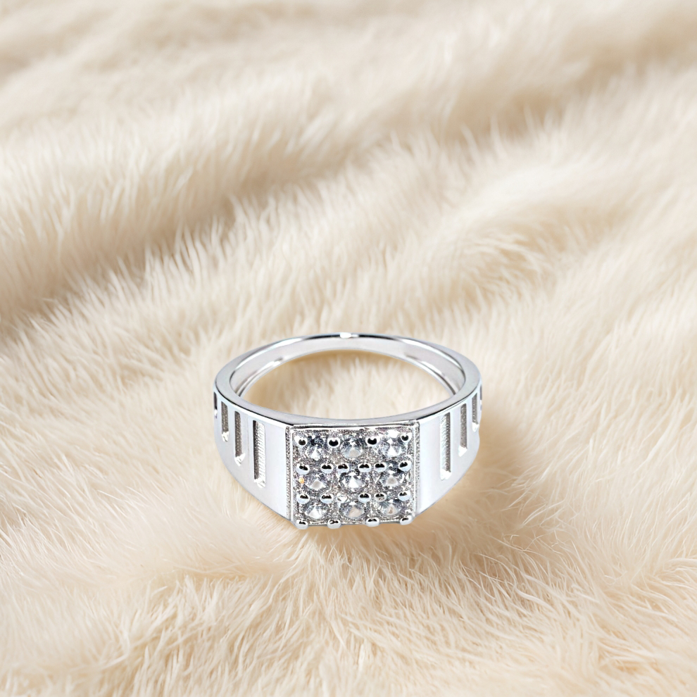 sterling silver sleek symmetry men`s ring