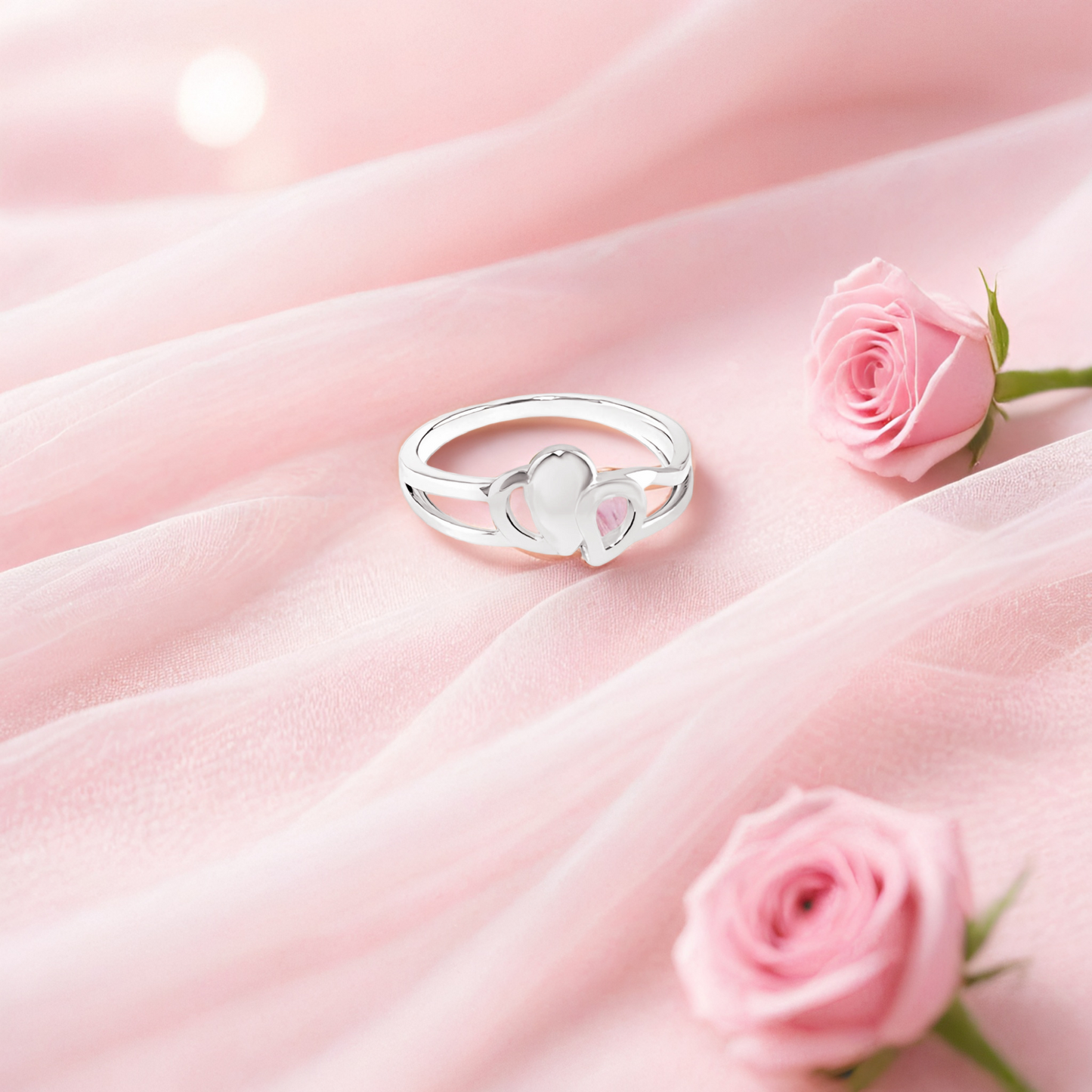 silver ring with heart design