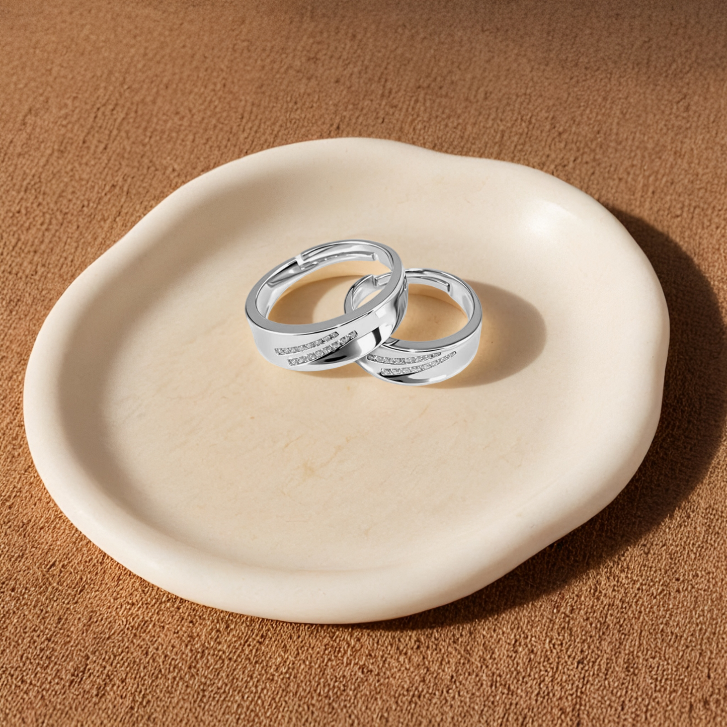 lunelle couple ring in sterling silver