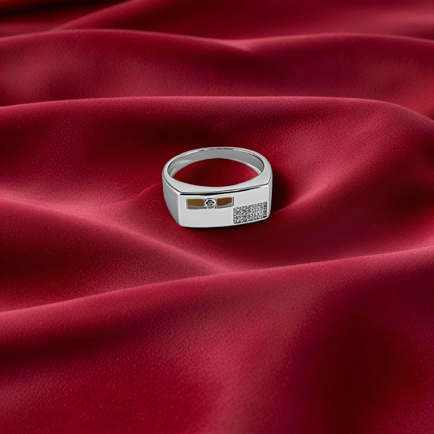 sterling silver stoneframe band men`s ring