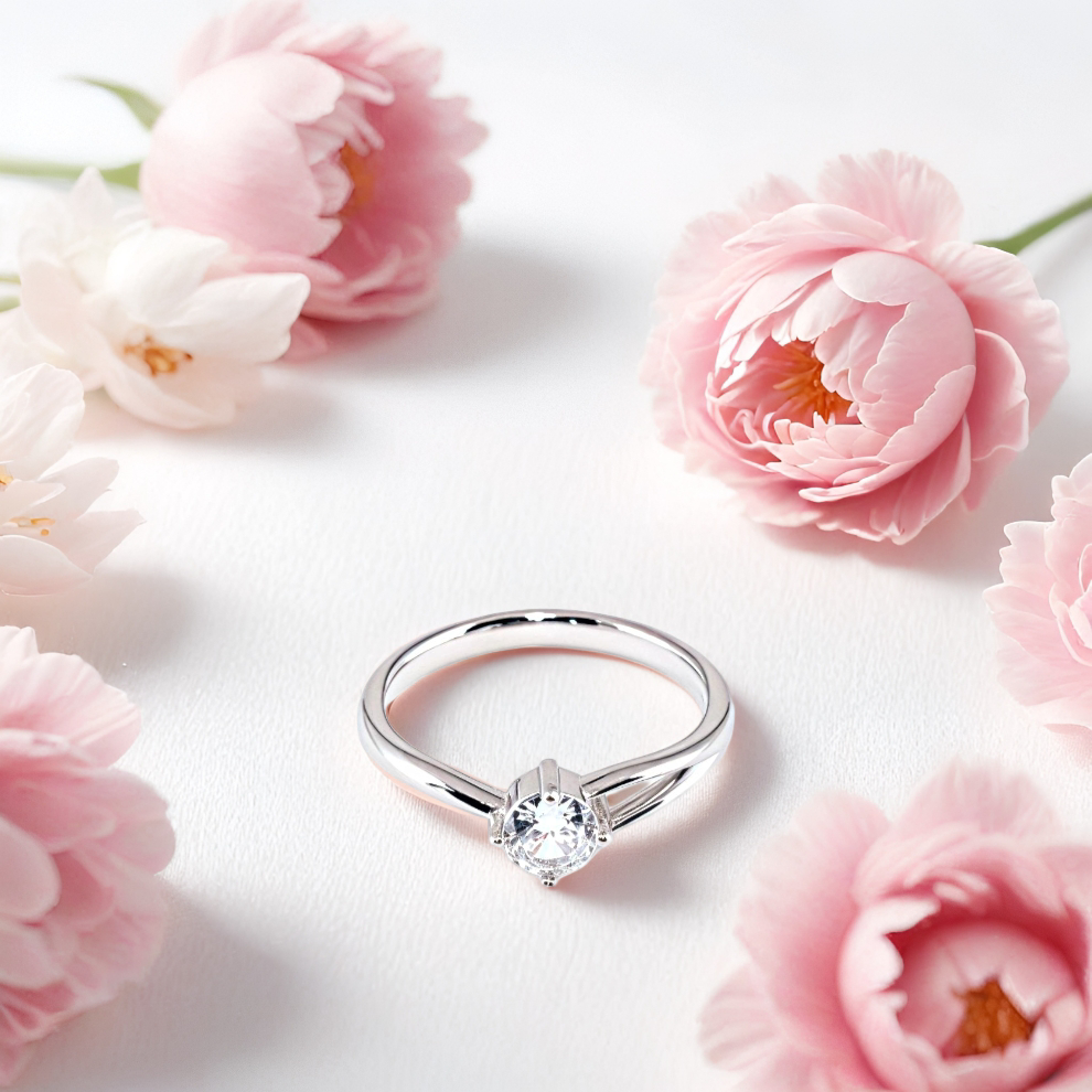 crystal beam ring - sterling silver in pure elegance