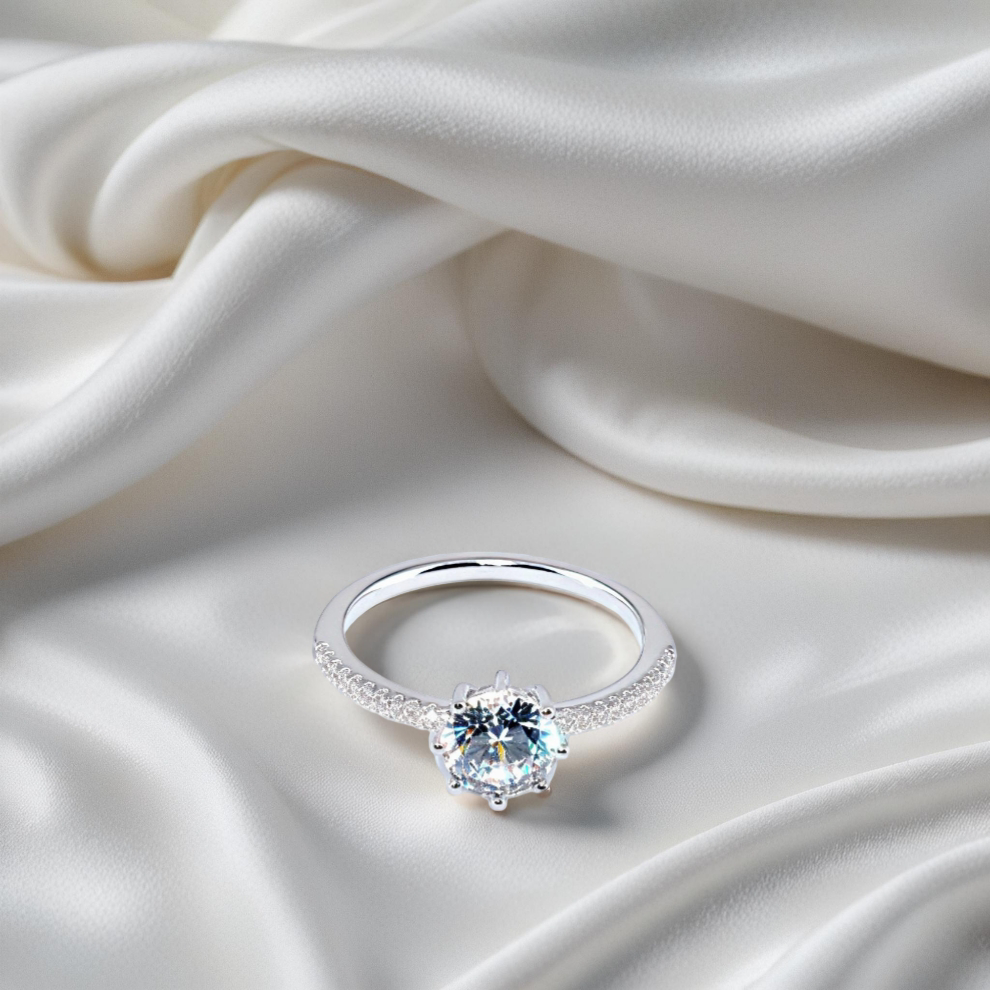 spark beam ring – sterling silver in quiet luxury