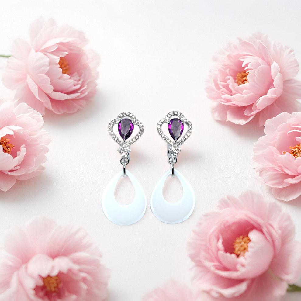 heartfall gleam earring – sterling silver contrast