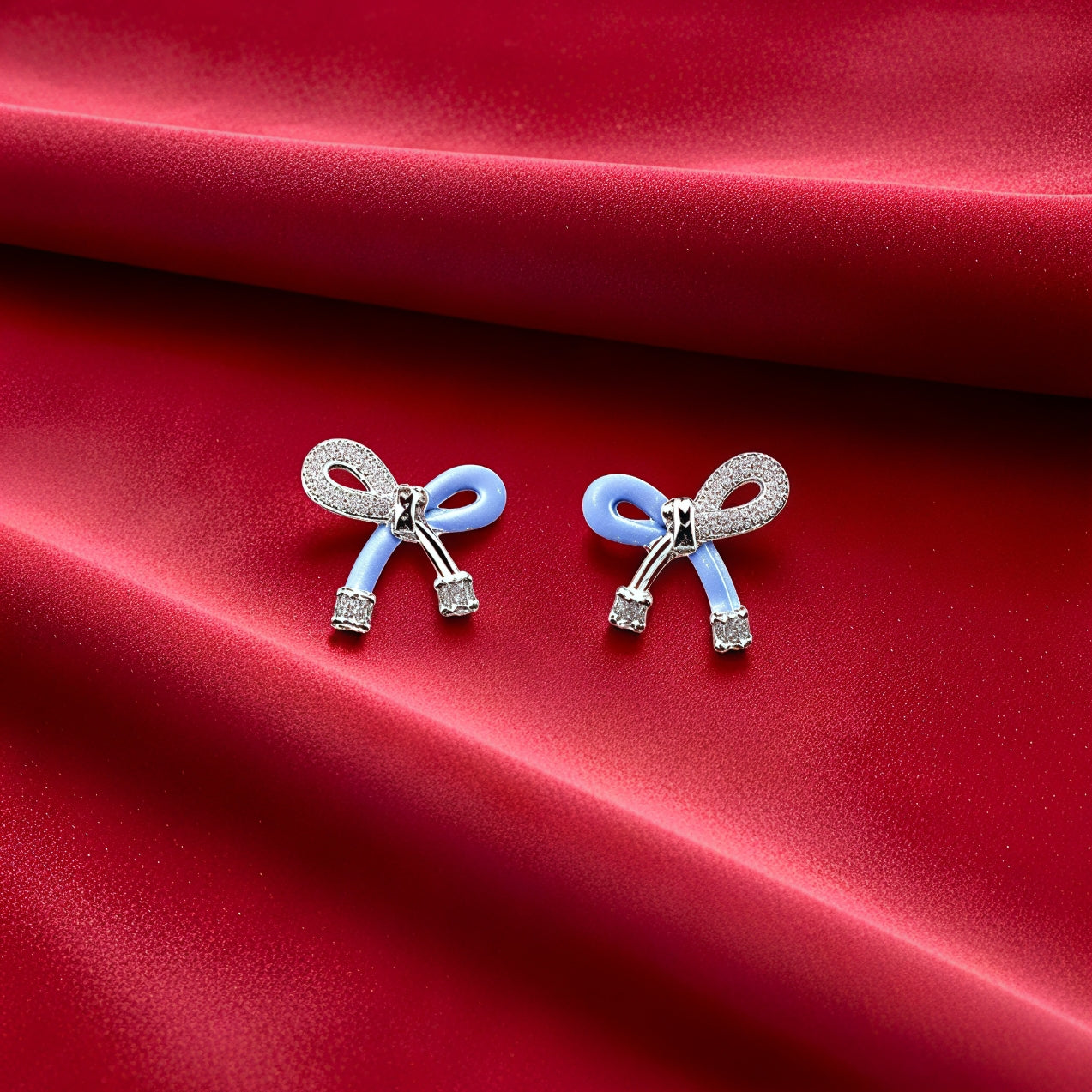 sterling silver bluebow gleam women`s earring