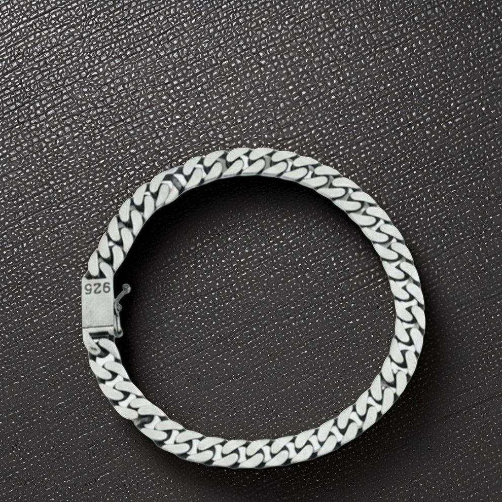 silver curbara men`s bracelet