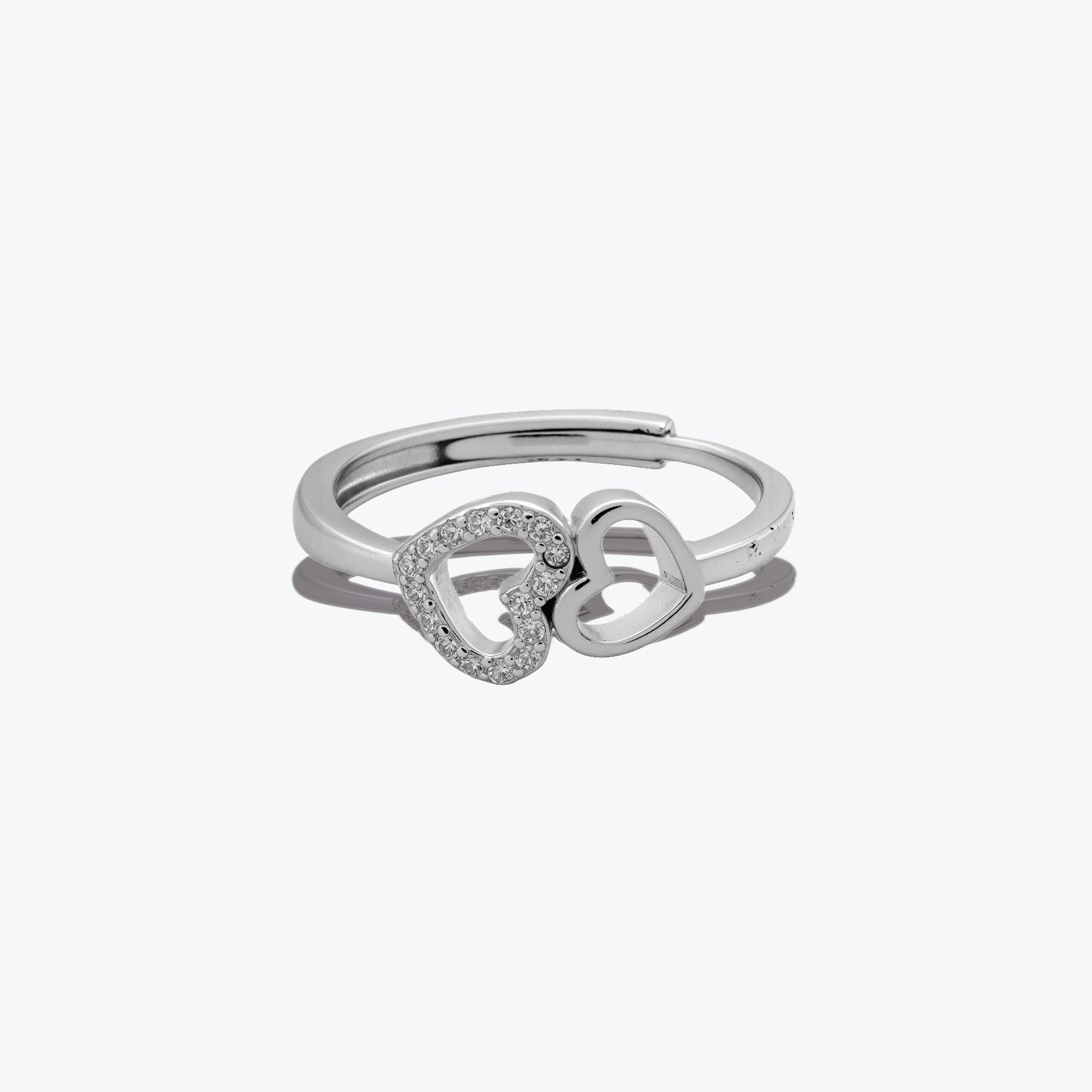 twin flame ring– sterling silver enchanted hearts