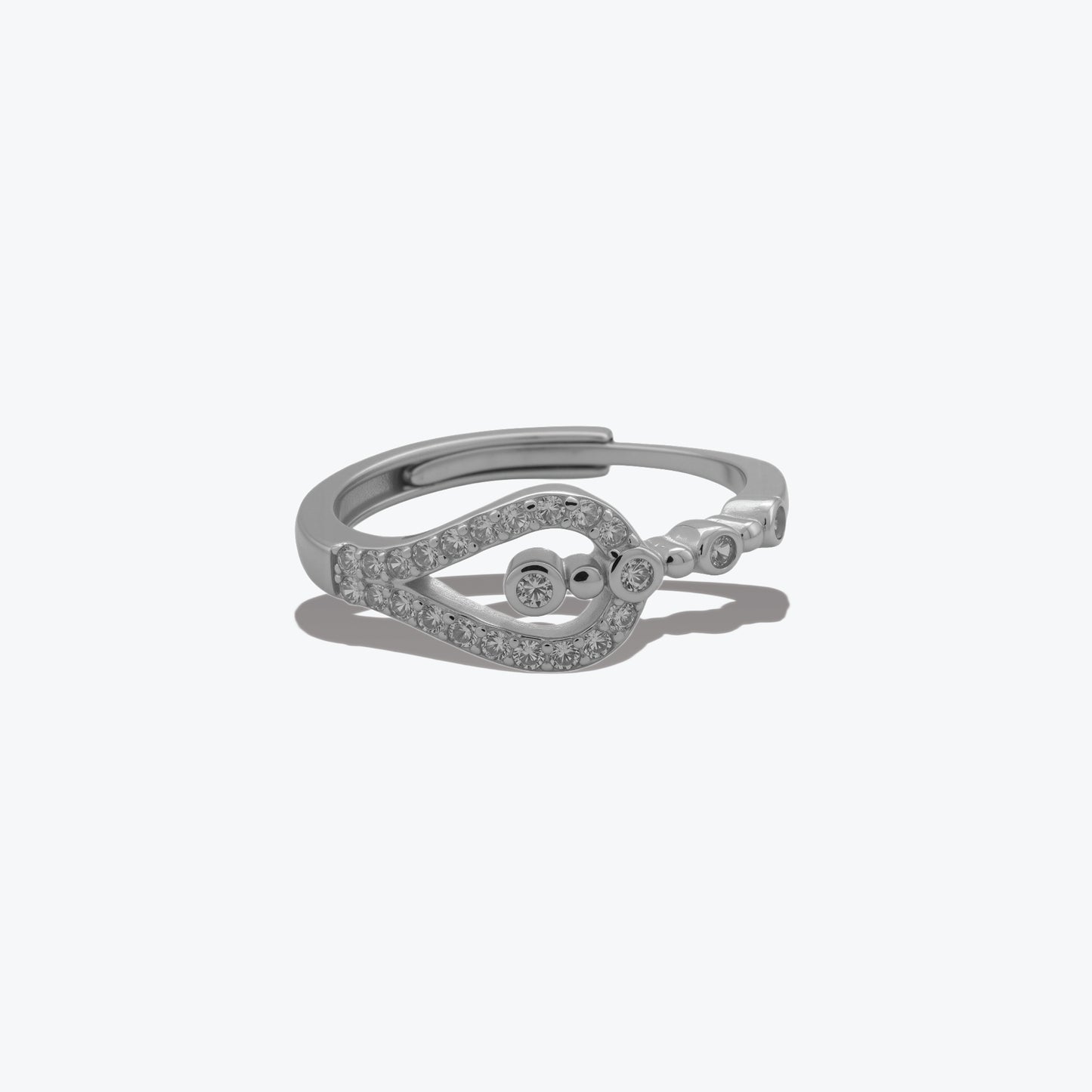 open teardrop ring – sterling silver sparkling