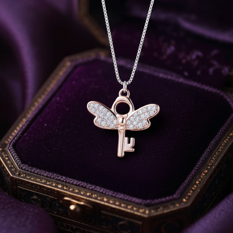 aurora key pendant in rose gold