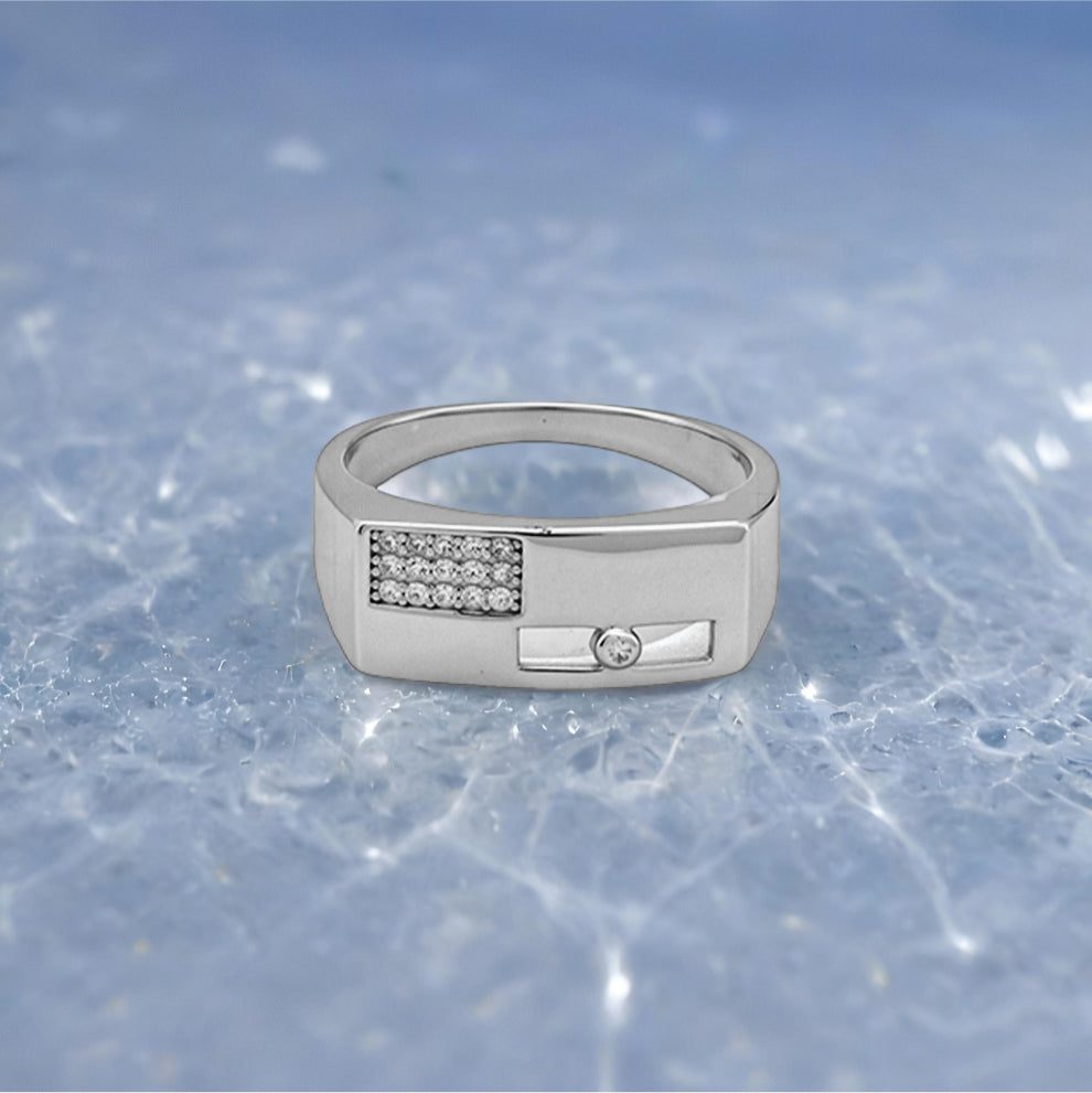 regal edge men’s ring – sterling silver with timeless brilliance