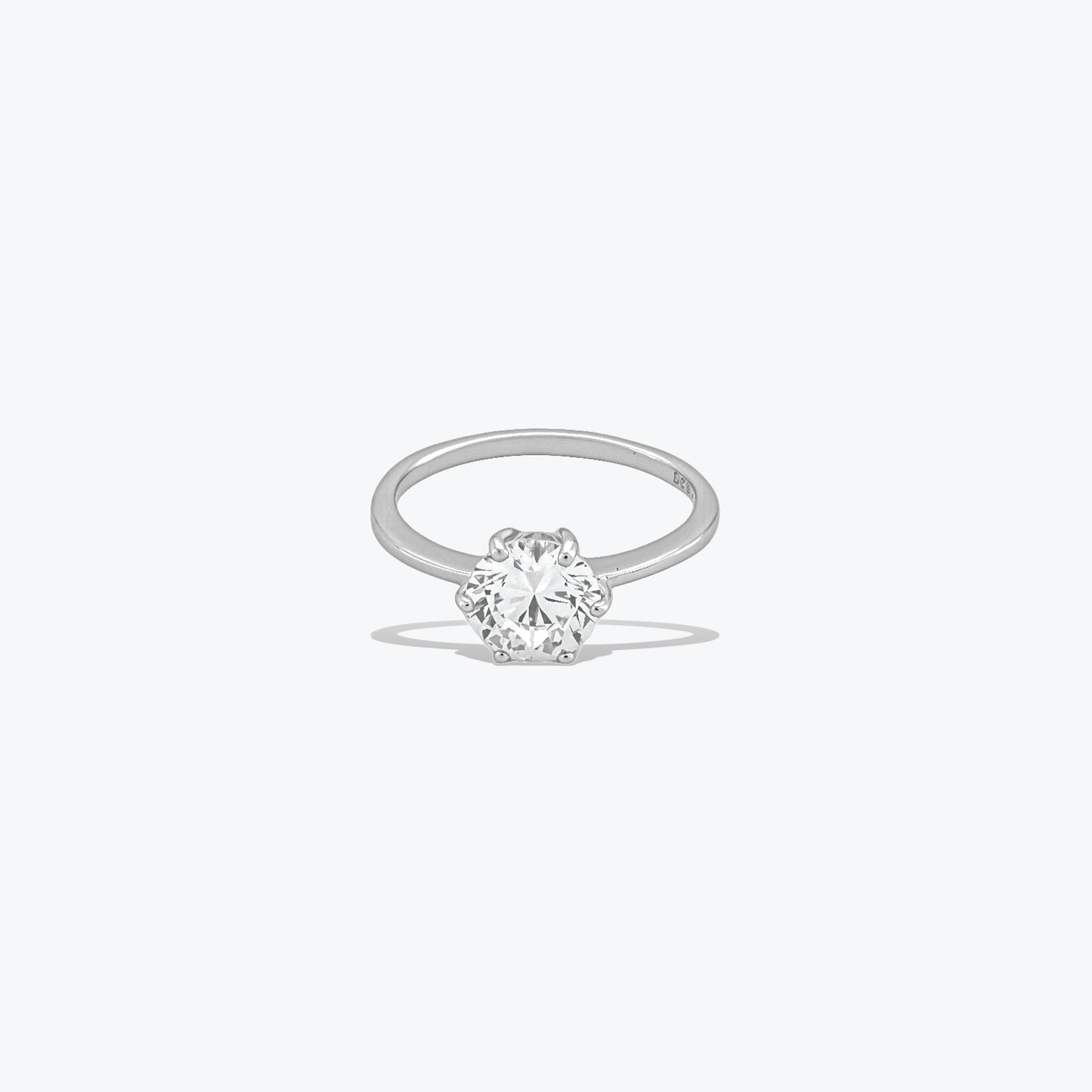 celeste solitaire ring – sterling silver with classic sparkle