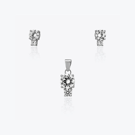 Azure Duo Pendant – Sterling Silver with Elegant Light