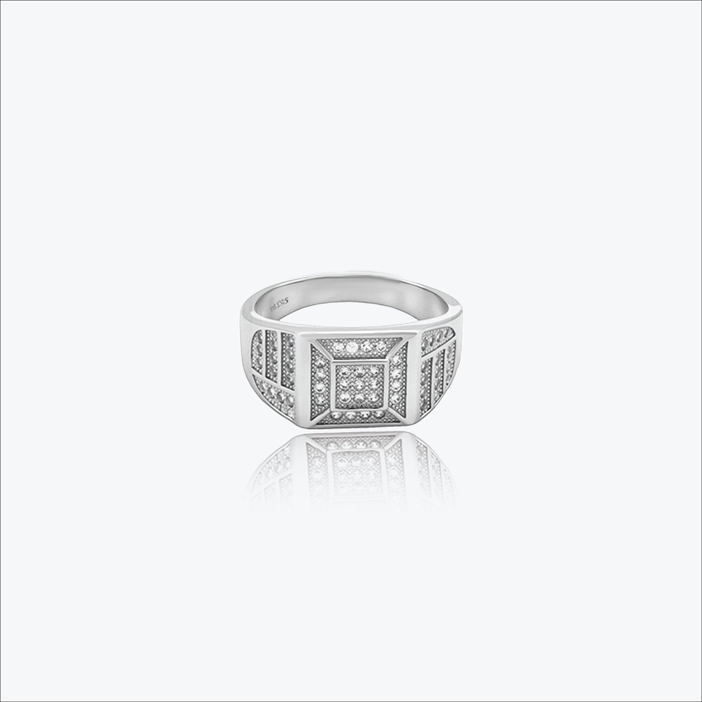 imperial grid men’s ring – sterling silver with square diamonds