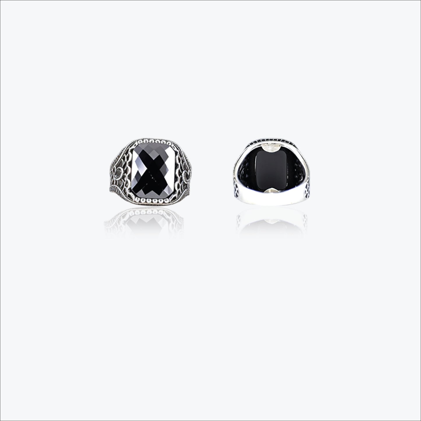 sterling silver gemstone men`s ring