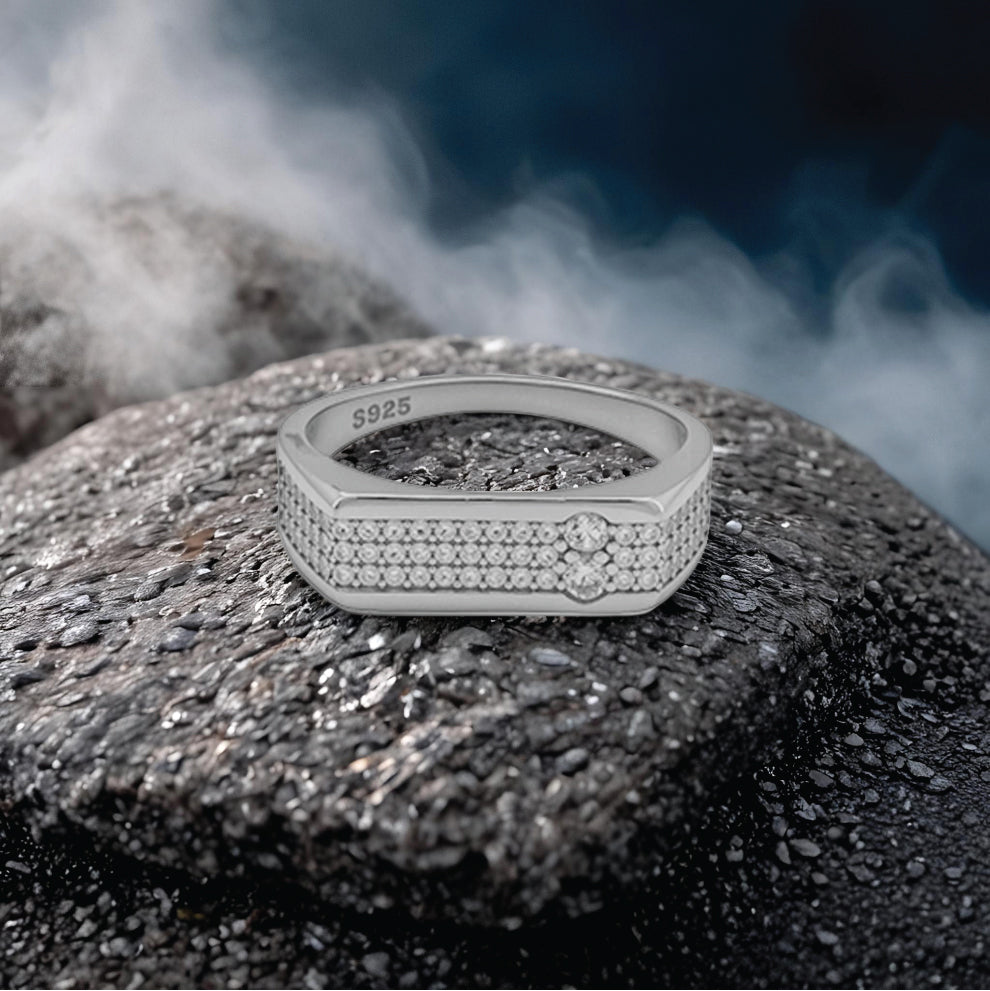 majestic crest men’s ring – sterling silver with intricate detail
