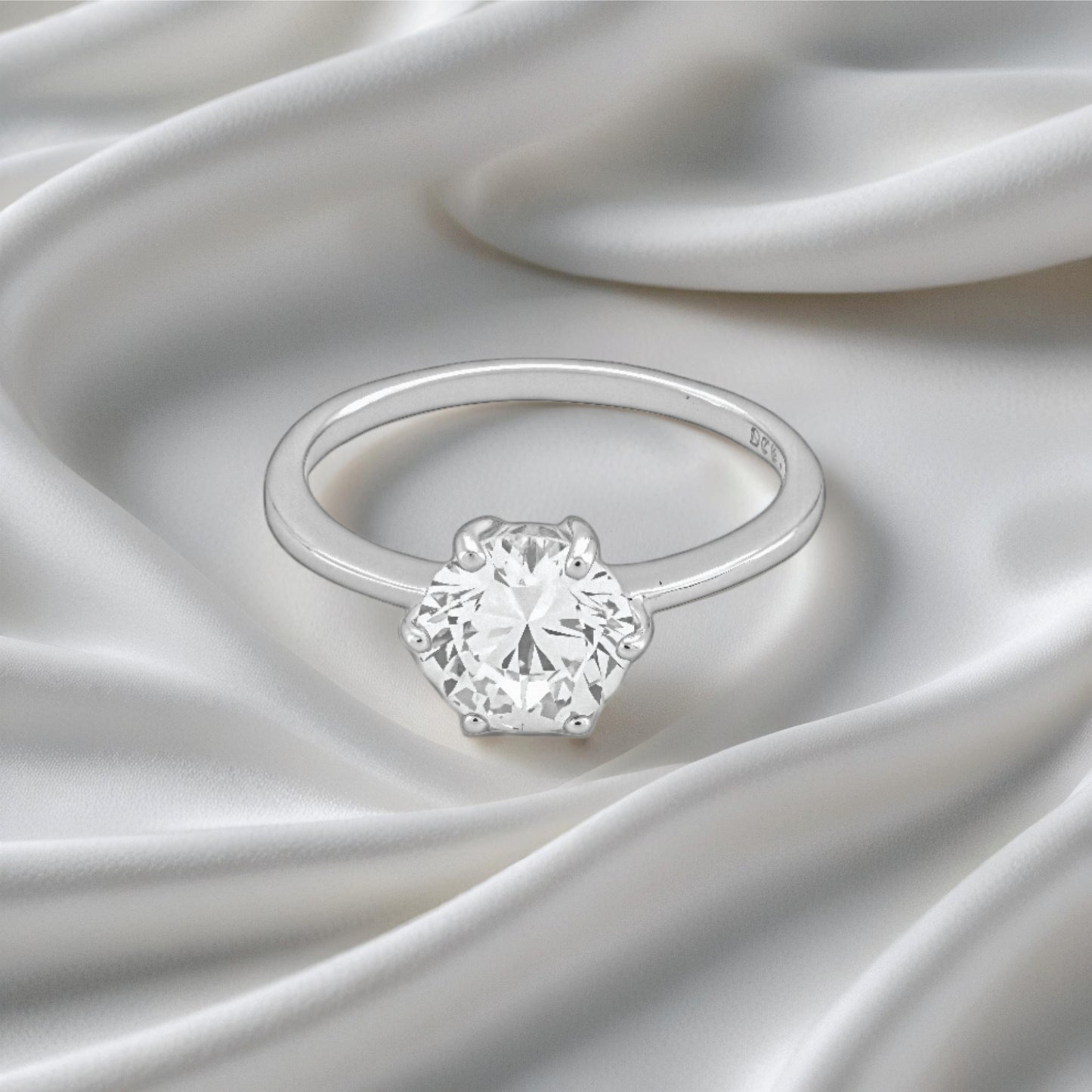 celeste solitaire ring – sterling silver with classic sparkle
