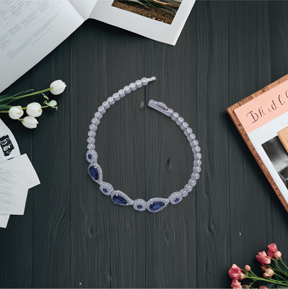 azure elegance bracelet – sterling silver with shimmering gemstones