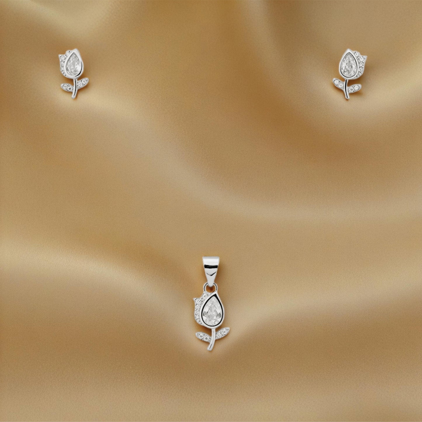 petal dew set – sterling silver in blooming grace