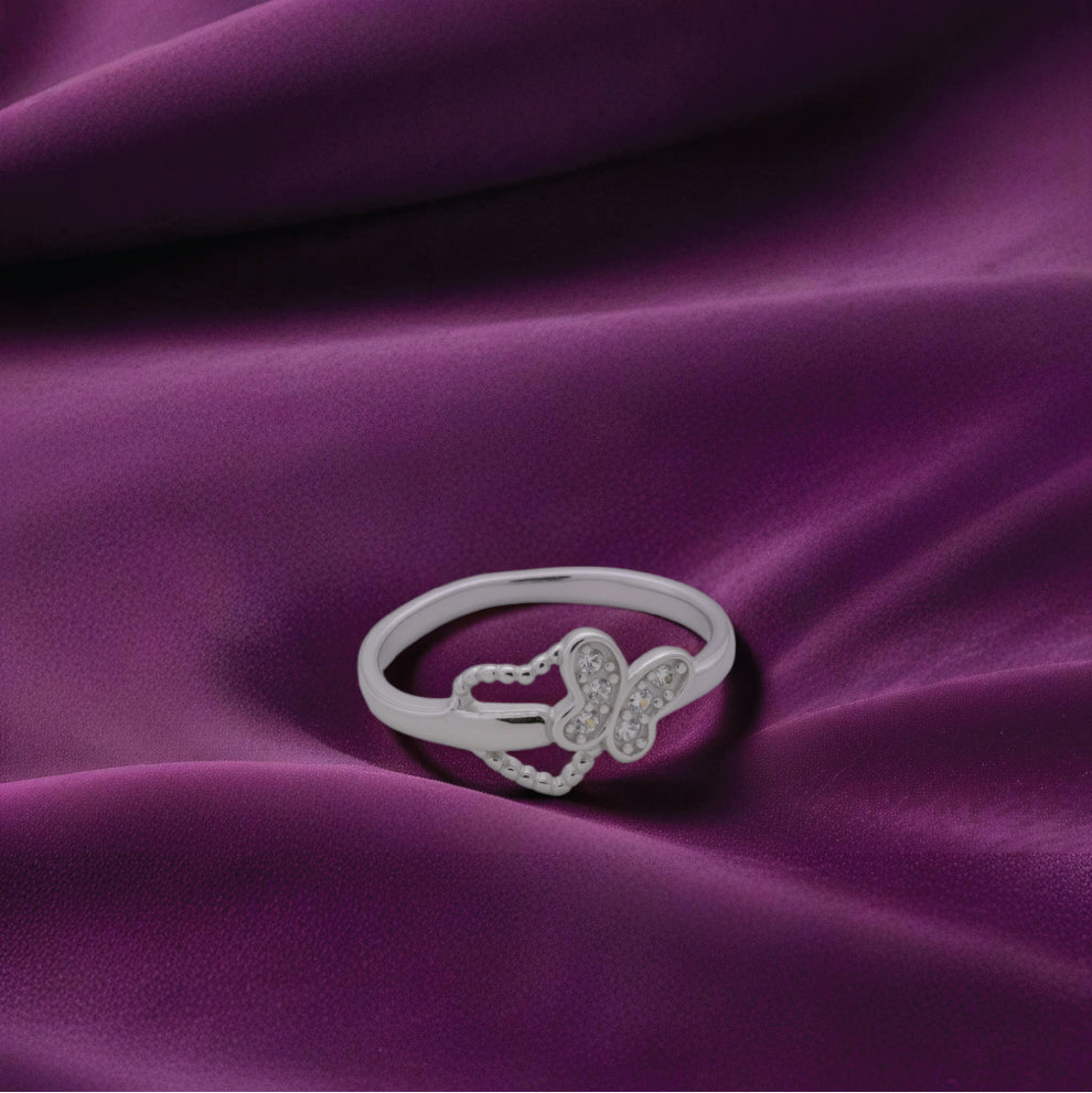 butterfly crystal ring – sterling silver with grace & sparkle
