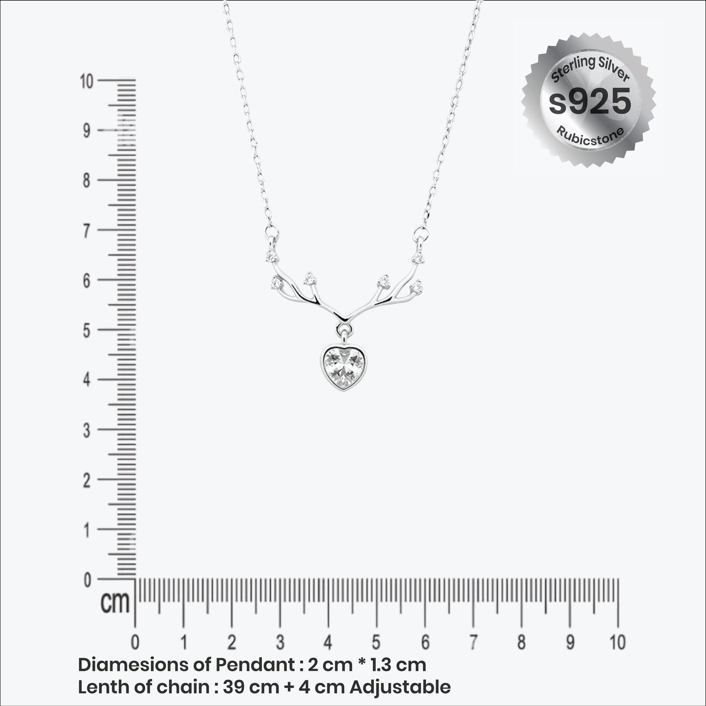 velin antler pendant – sterling silver