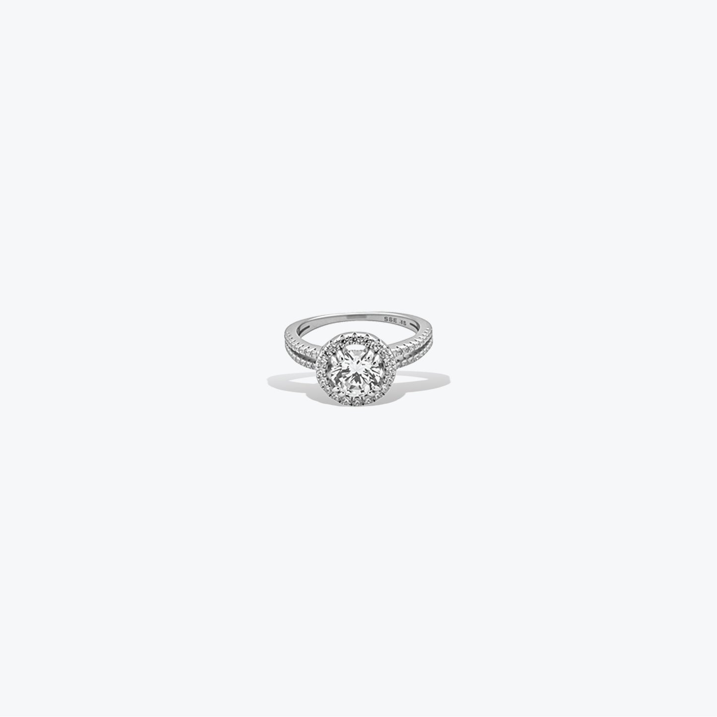 halo grace ring – sterling silver with brilliant centerpiece