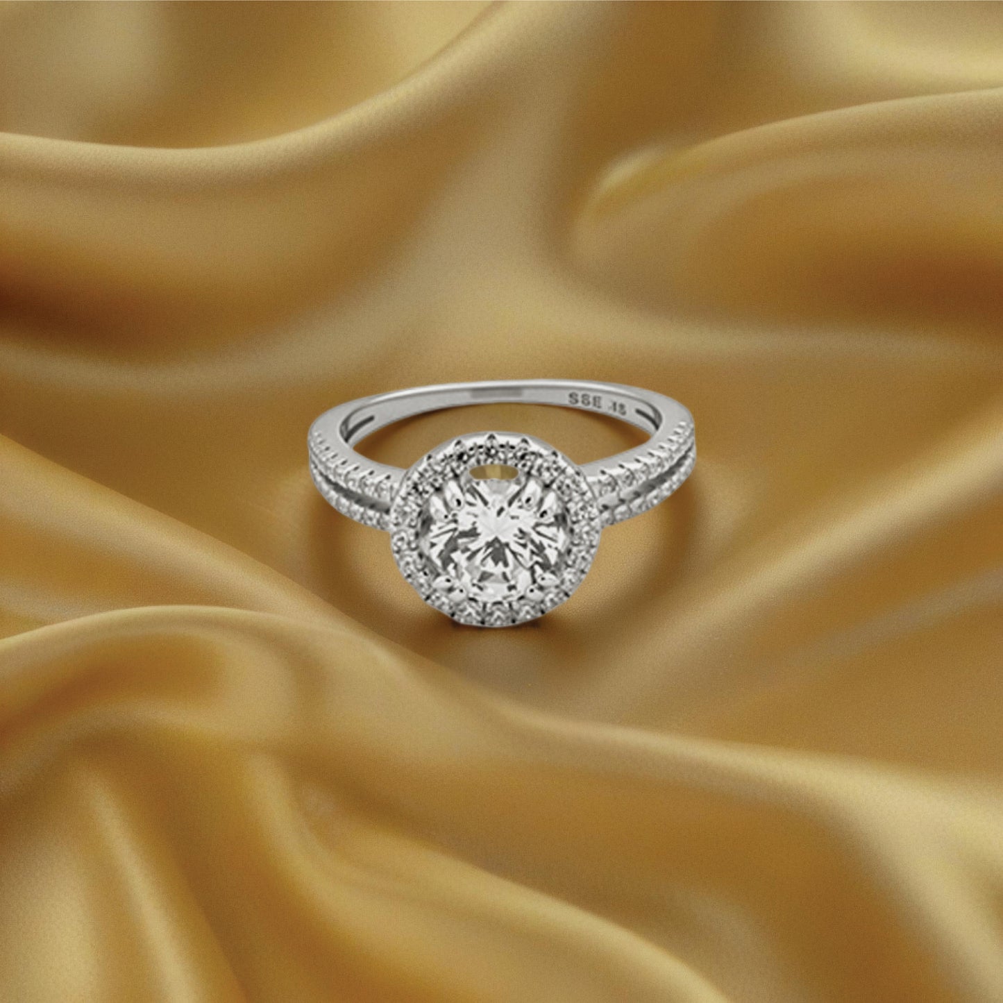 halo grace ring – sterling silver with brilliant centerpiece