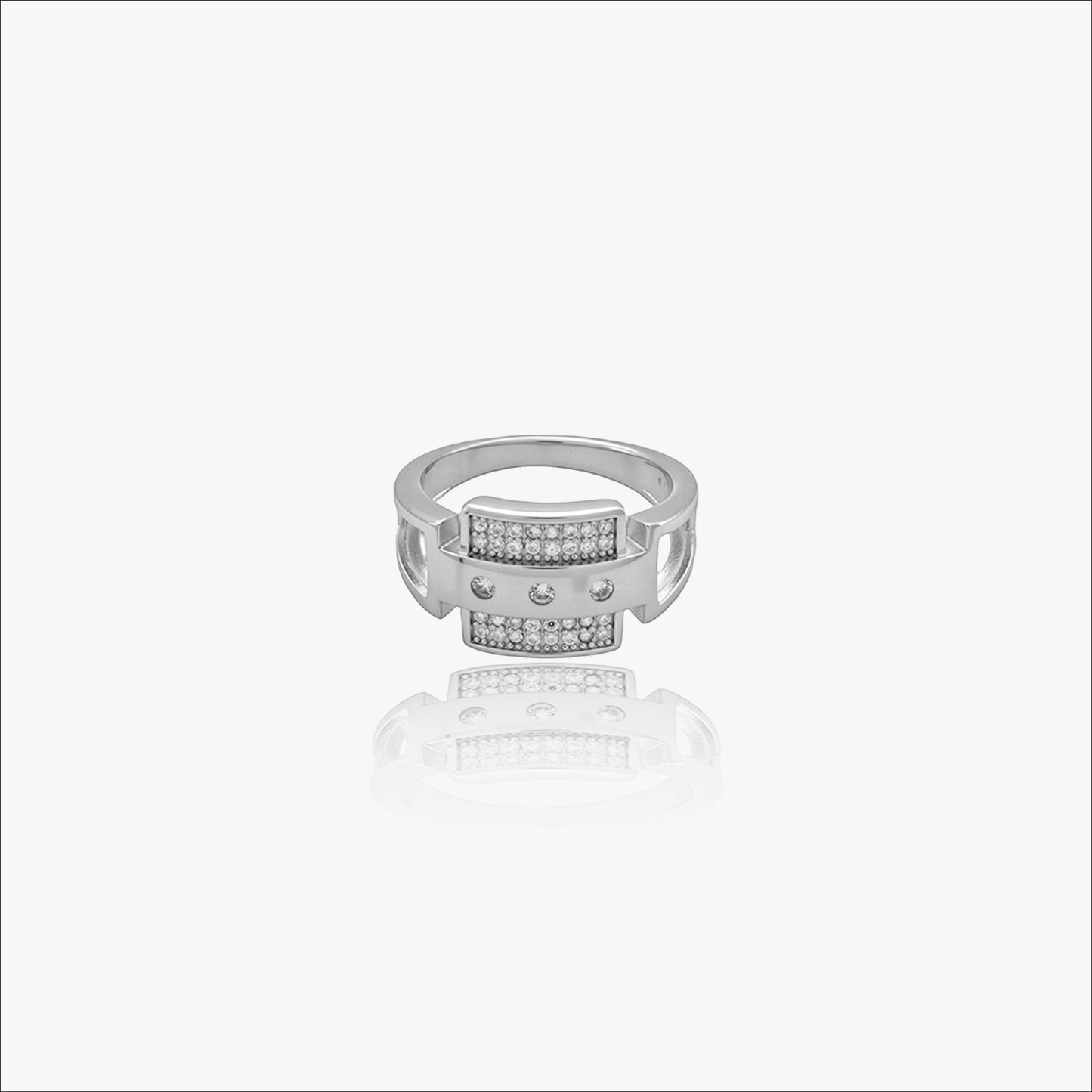 sterling silver men's ring – sleek rectangular design with jewels