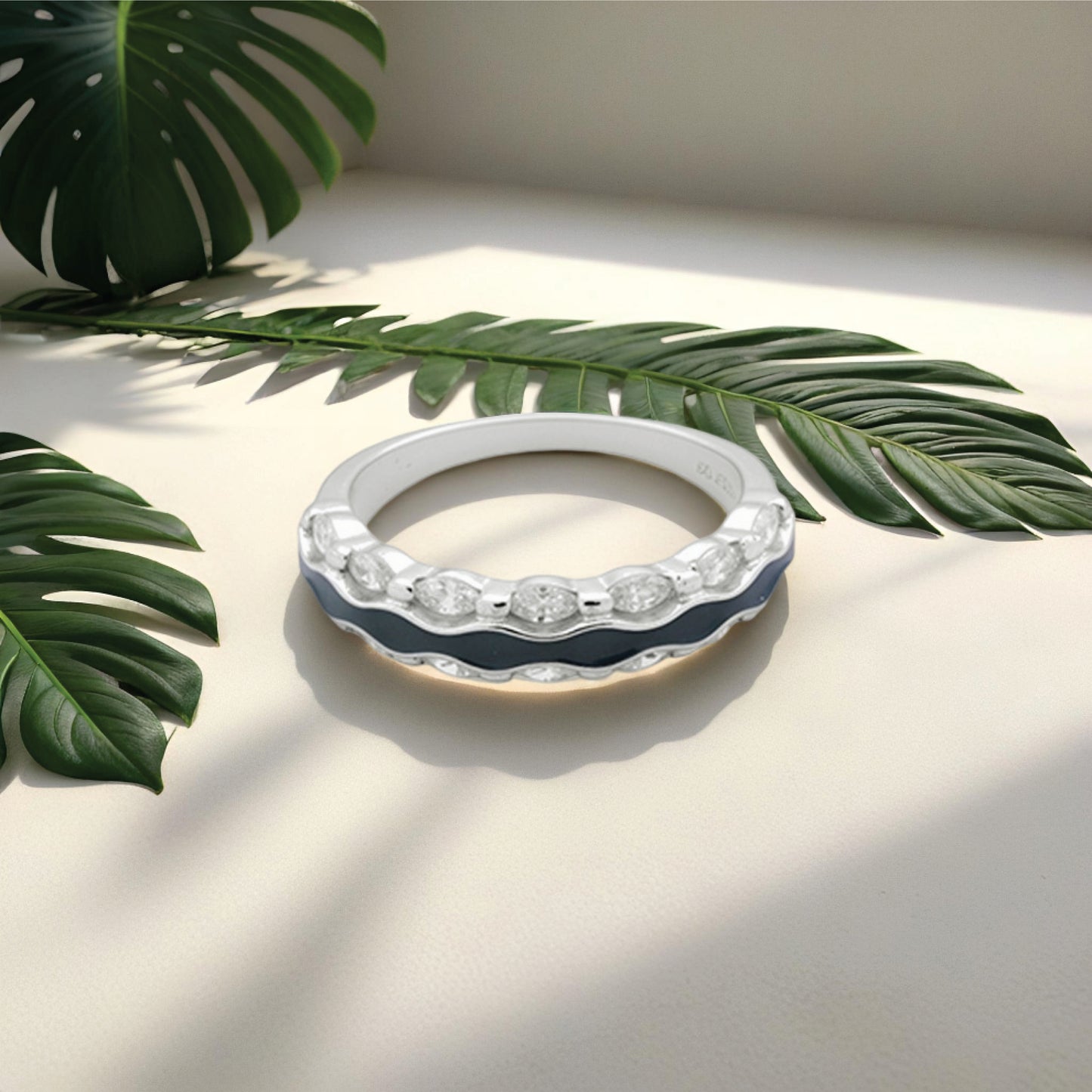 oceanic flow ring– sterling silver with waves