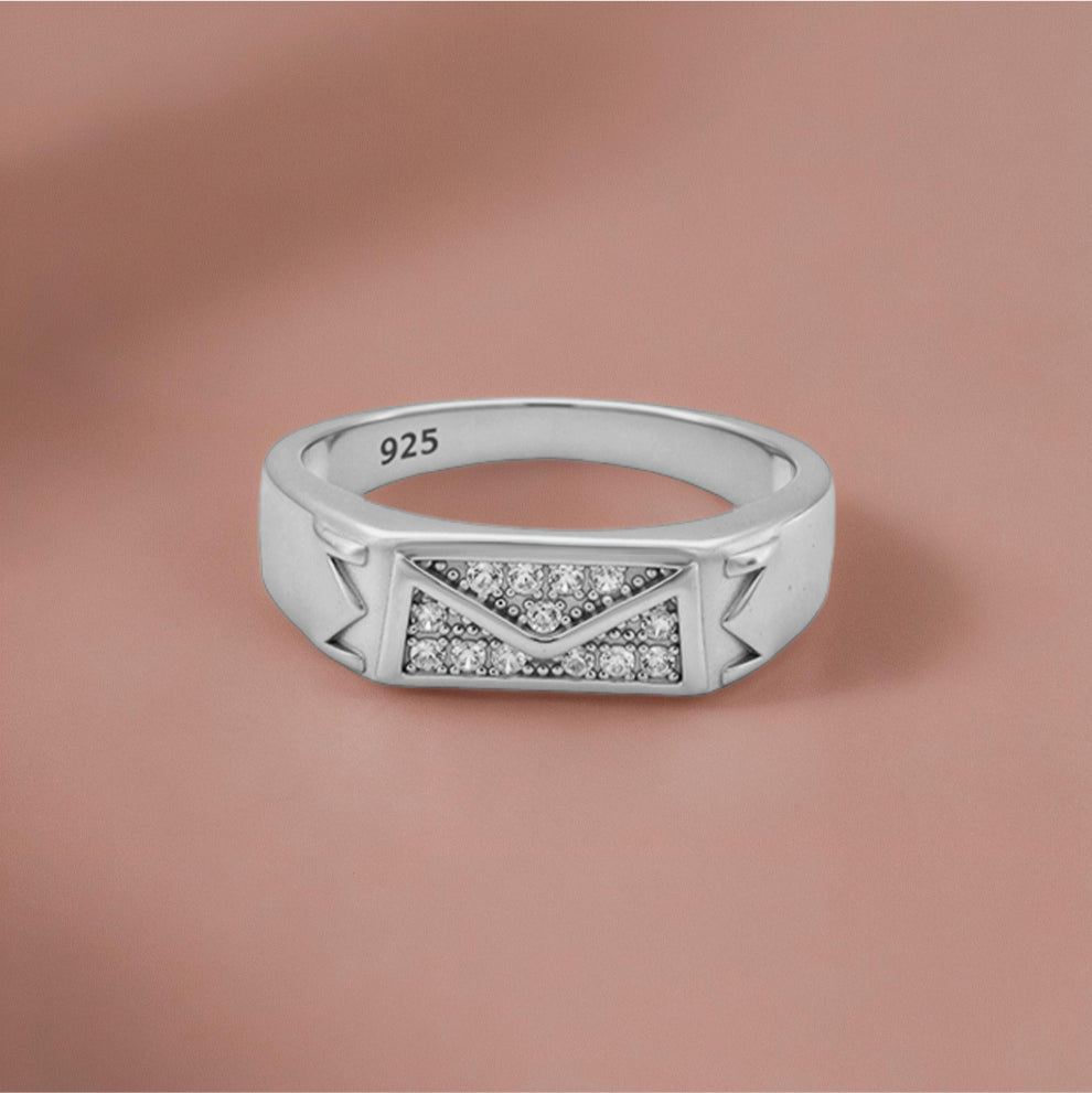 sterling silver vertex crest men’s ring