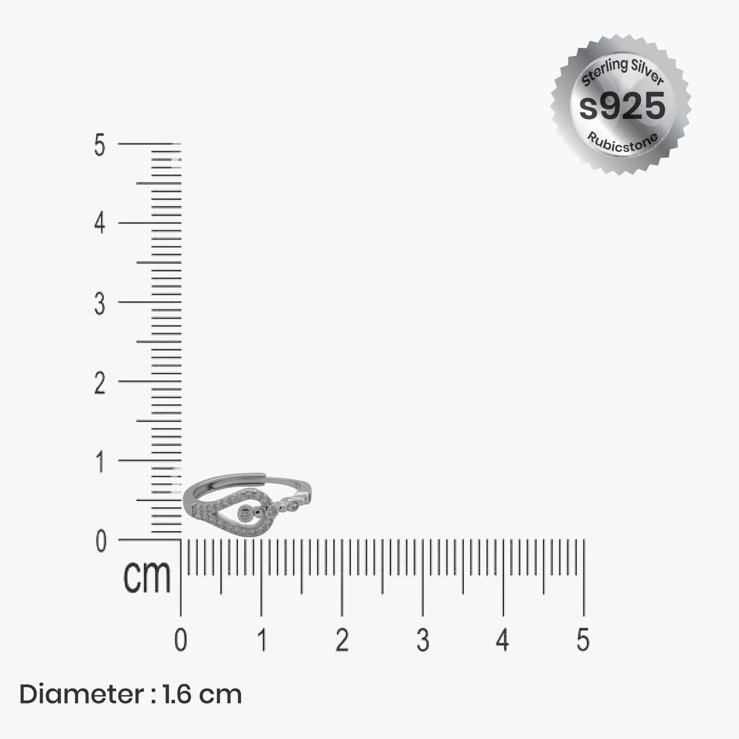 sterling silver open teardrop ring