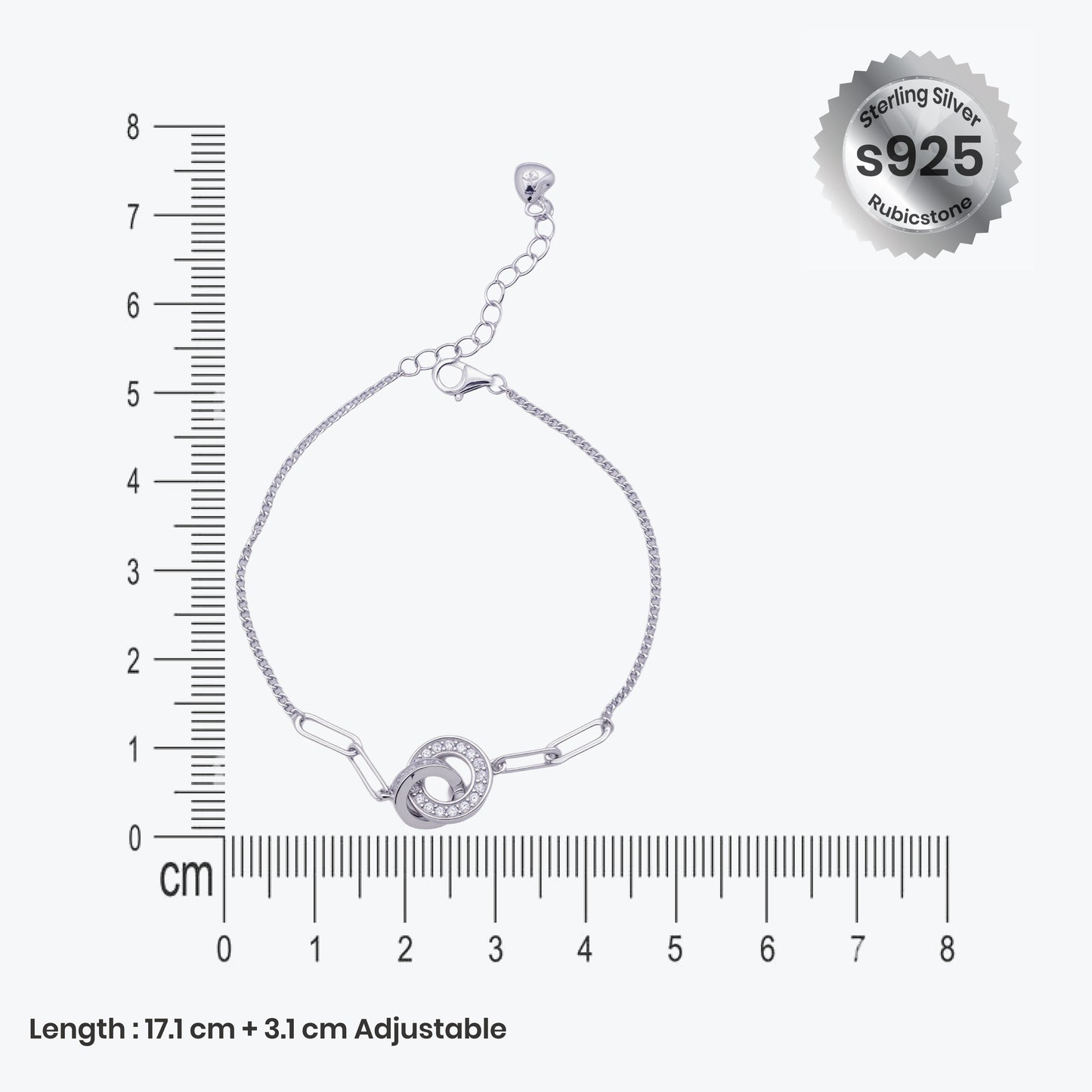 charmheart bracelet – sterling silver