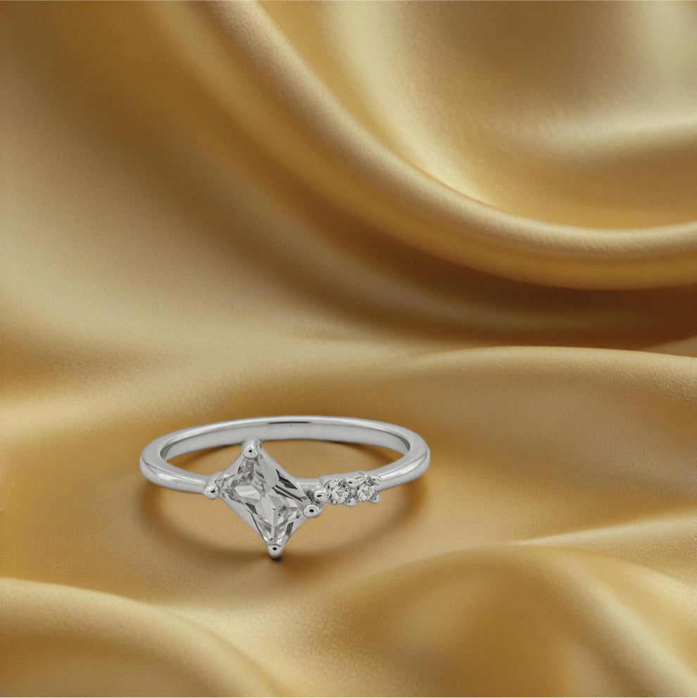 square brilliance ring – sterling silver with sparkling accents