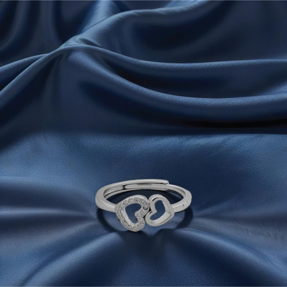 twin flame ring– sterling silver enchanted hearts