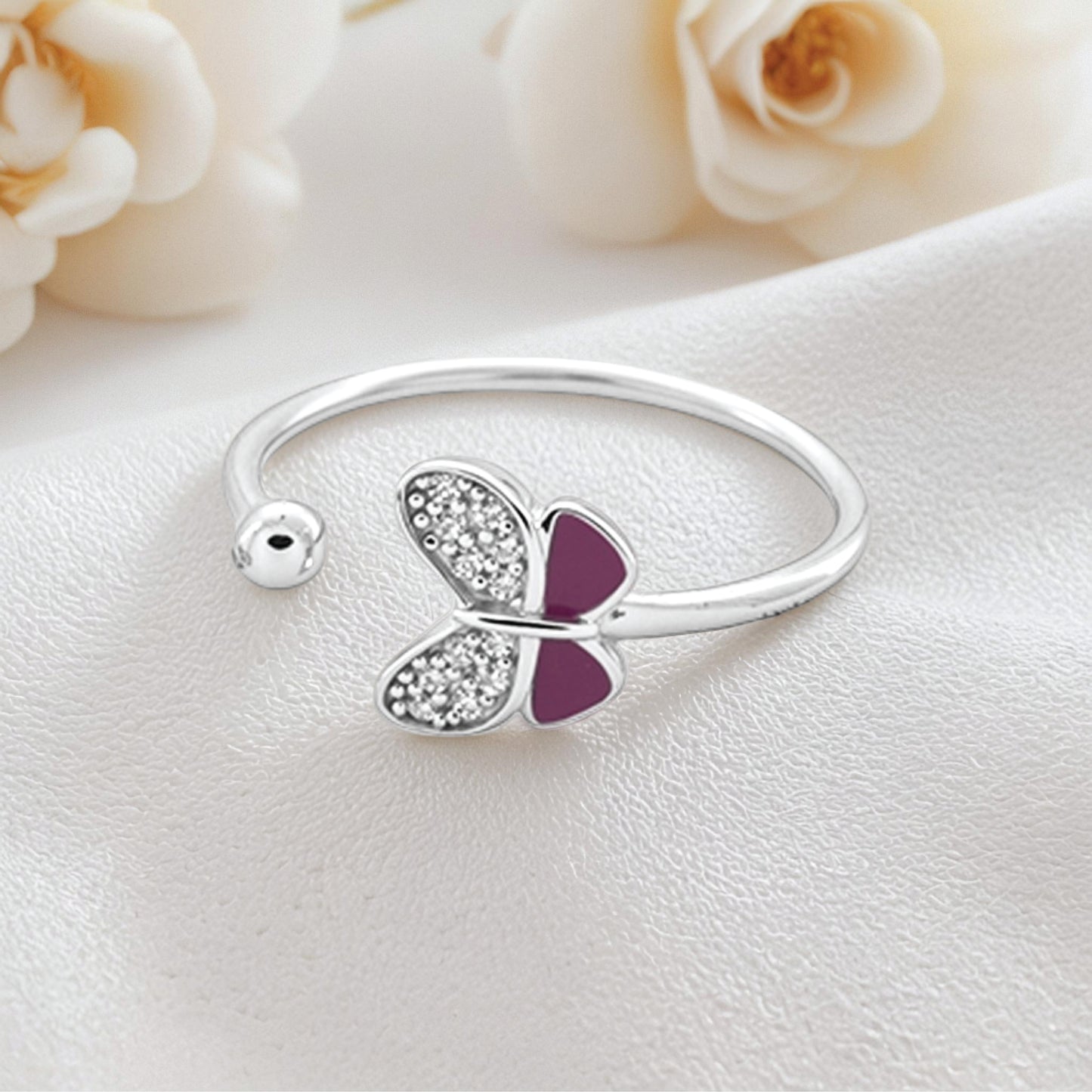 papillon dream ring– sterling silver enamel wings