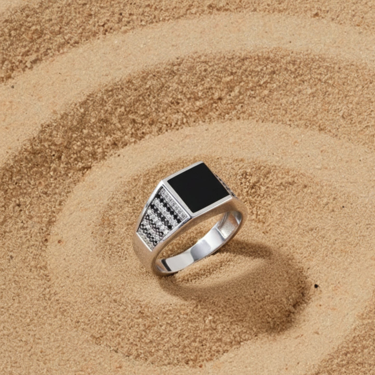 sterling silver slateform men`s ring
