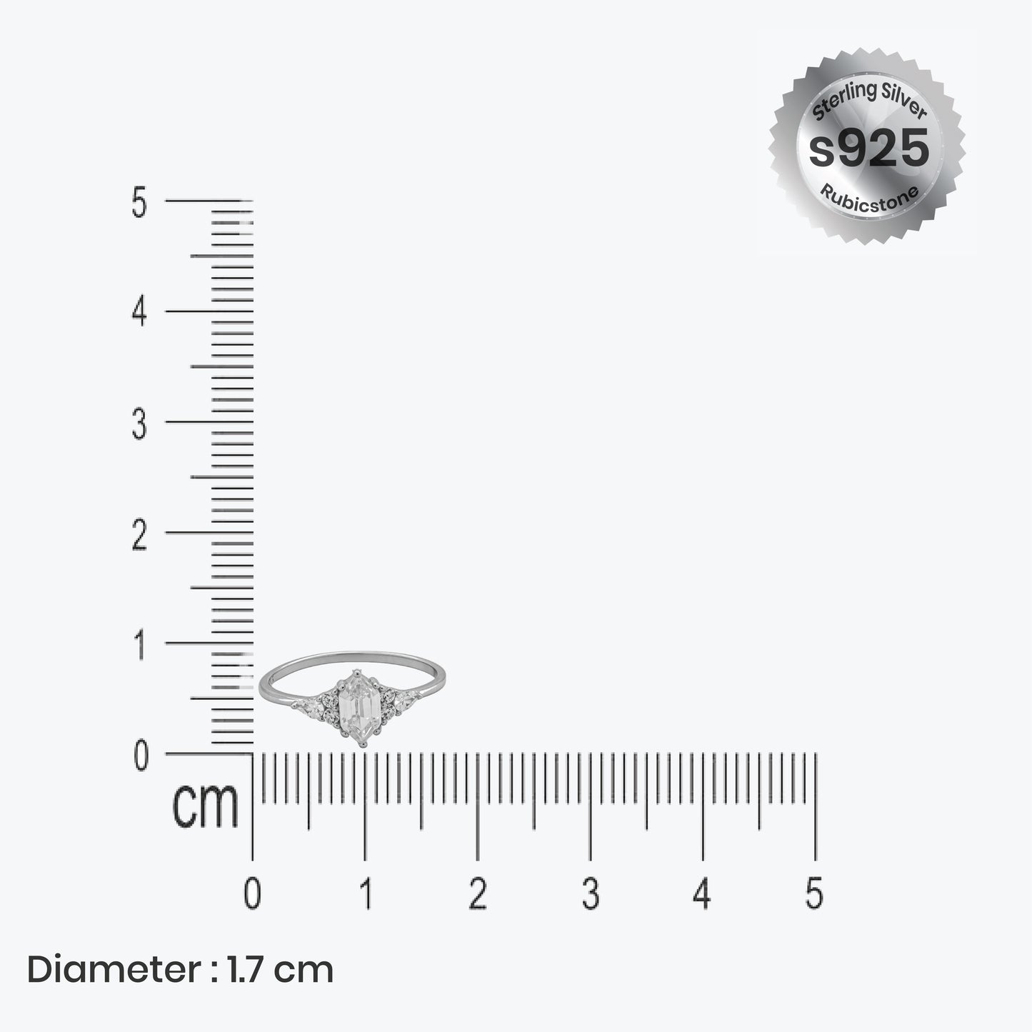 elongated diamond ring – sterling silver with graceful sparkle