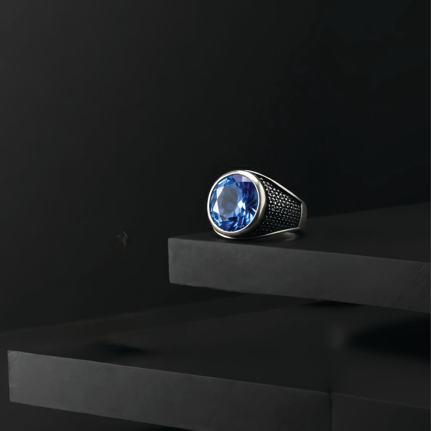 sterling silver azuron men`s ring in elegance