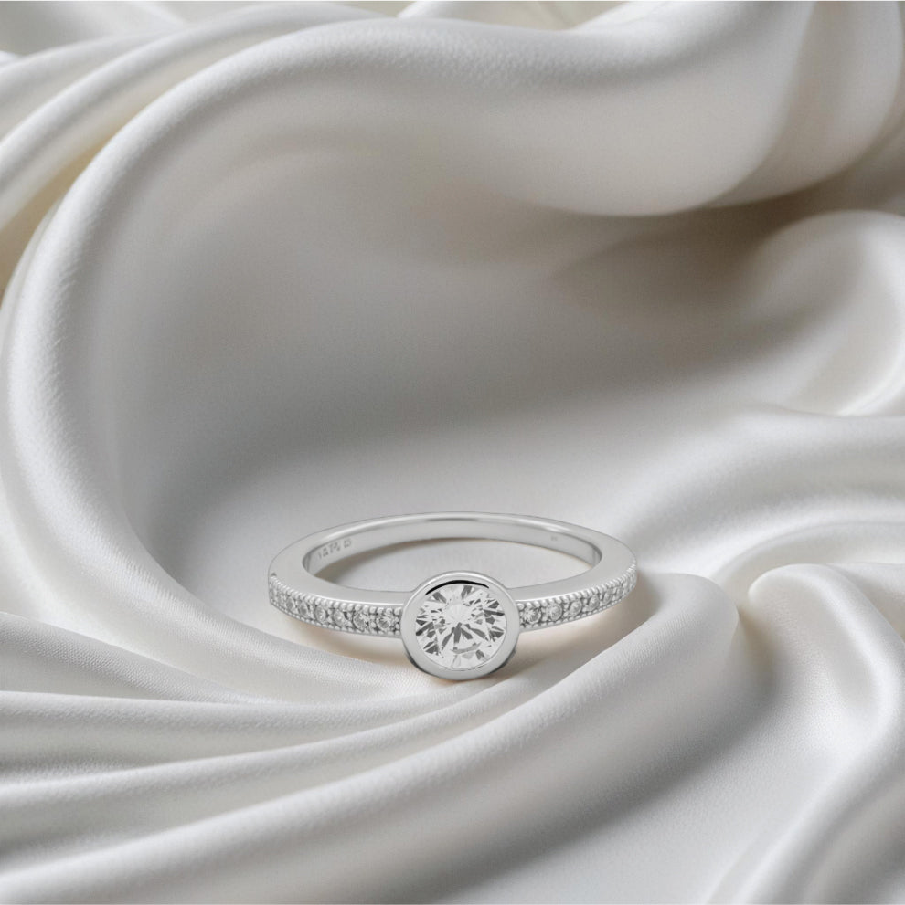 lustre bloom ring – sterling silver with radiant sparkle