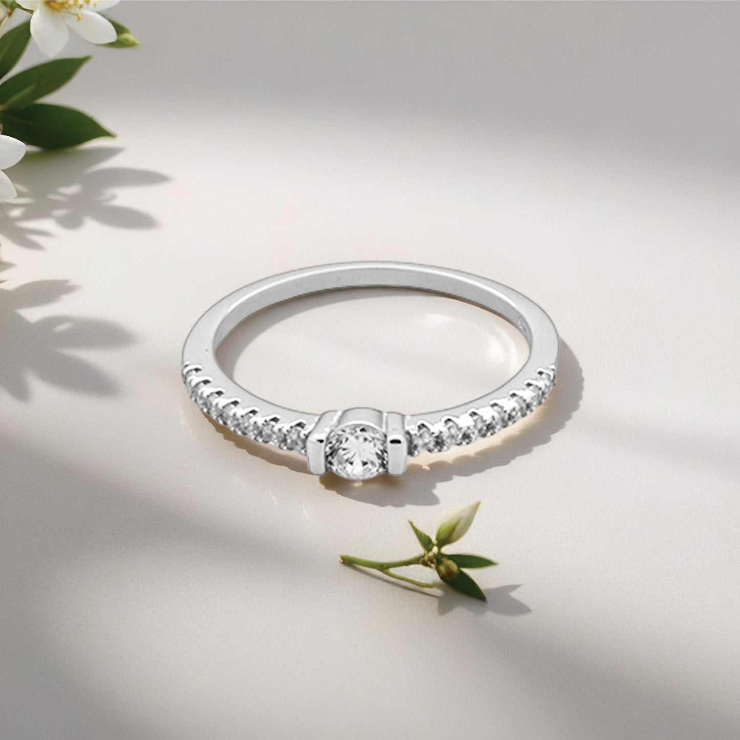 elysian halo ring – sterling silver with radiant beauty