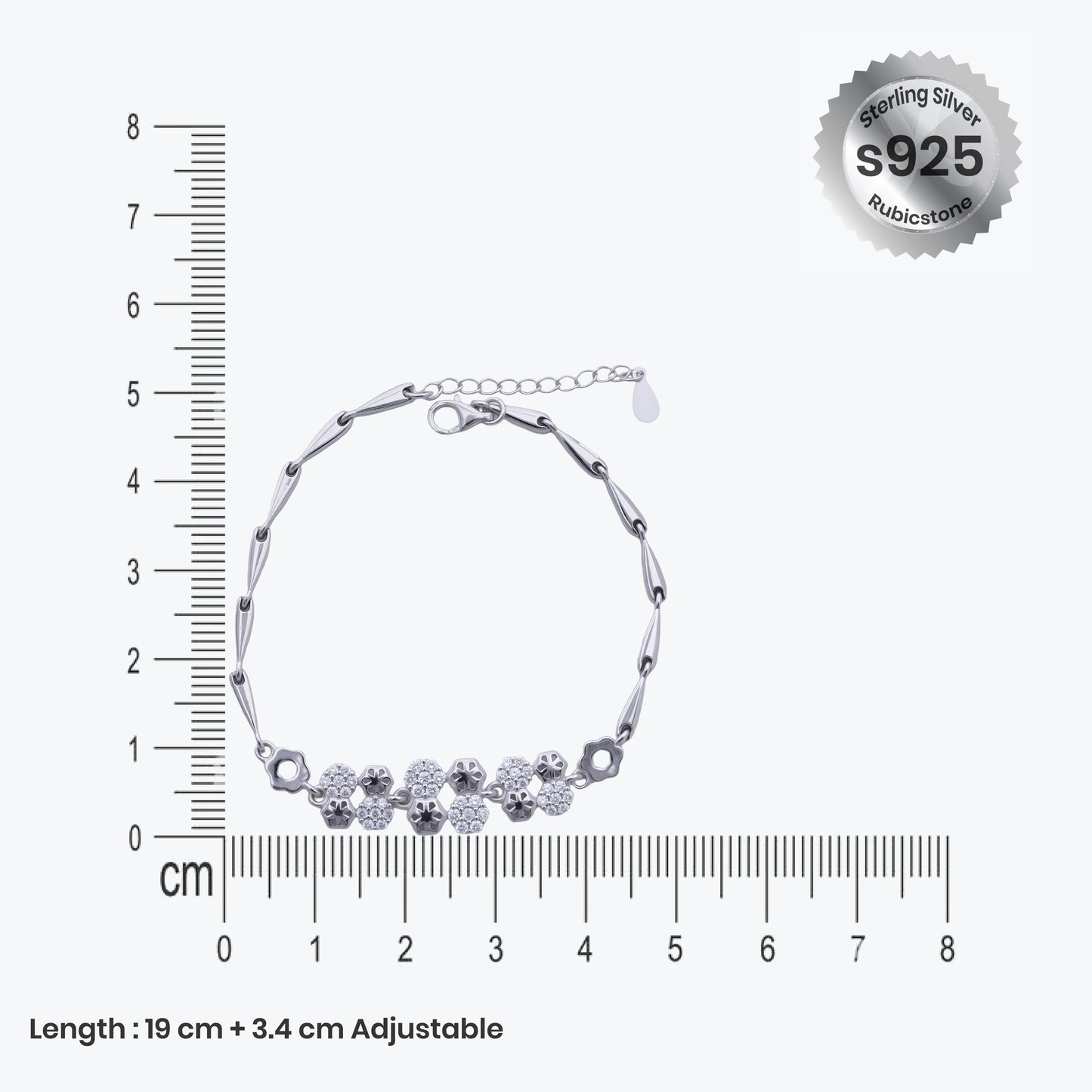 florana hex bracelet – sterling silver with geometric grace