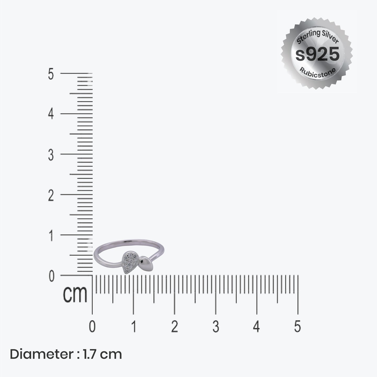 sterling silver sparkling teardrop ring