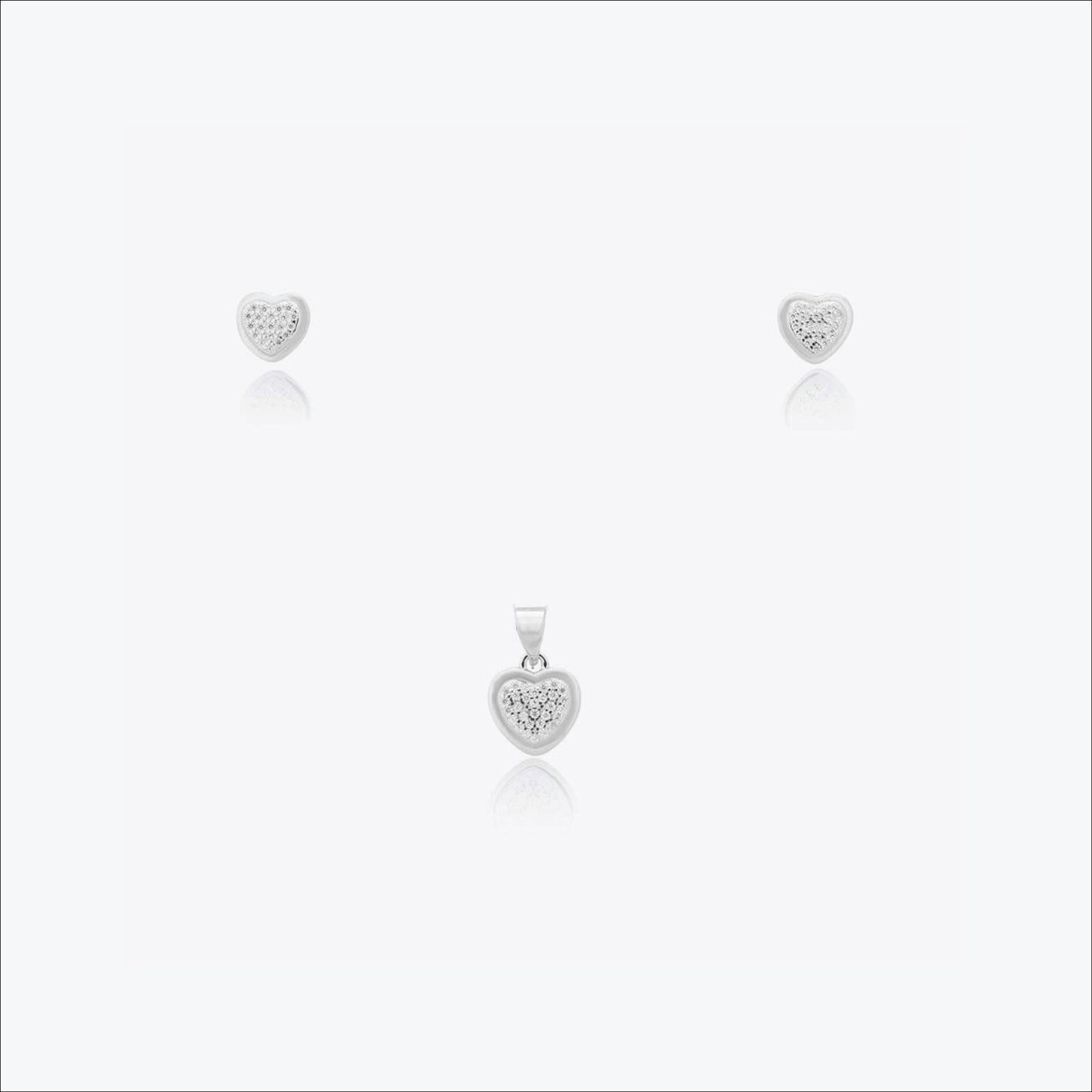 luma heart set – sterling silver in soft glow