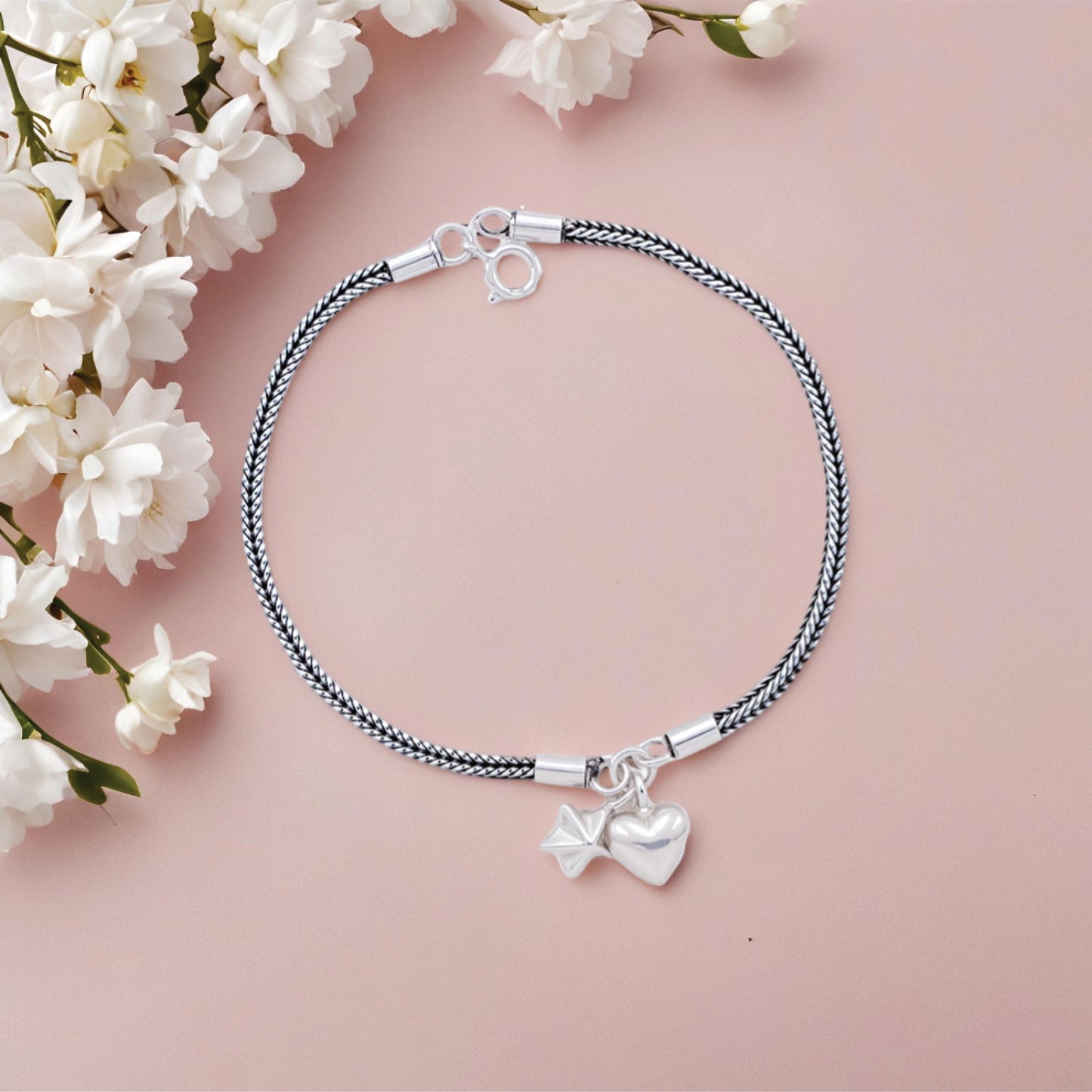 braidele anklet – sterling silver