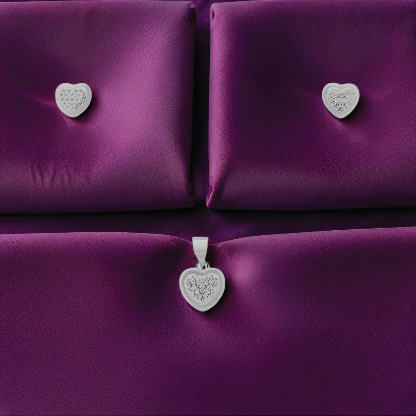luma heart set – sterling silver in soft glow