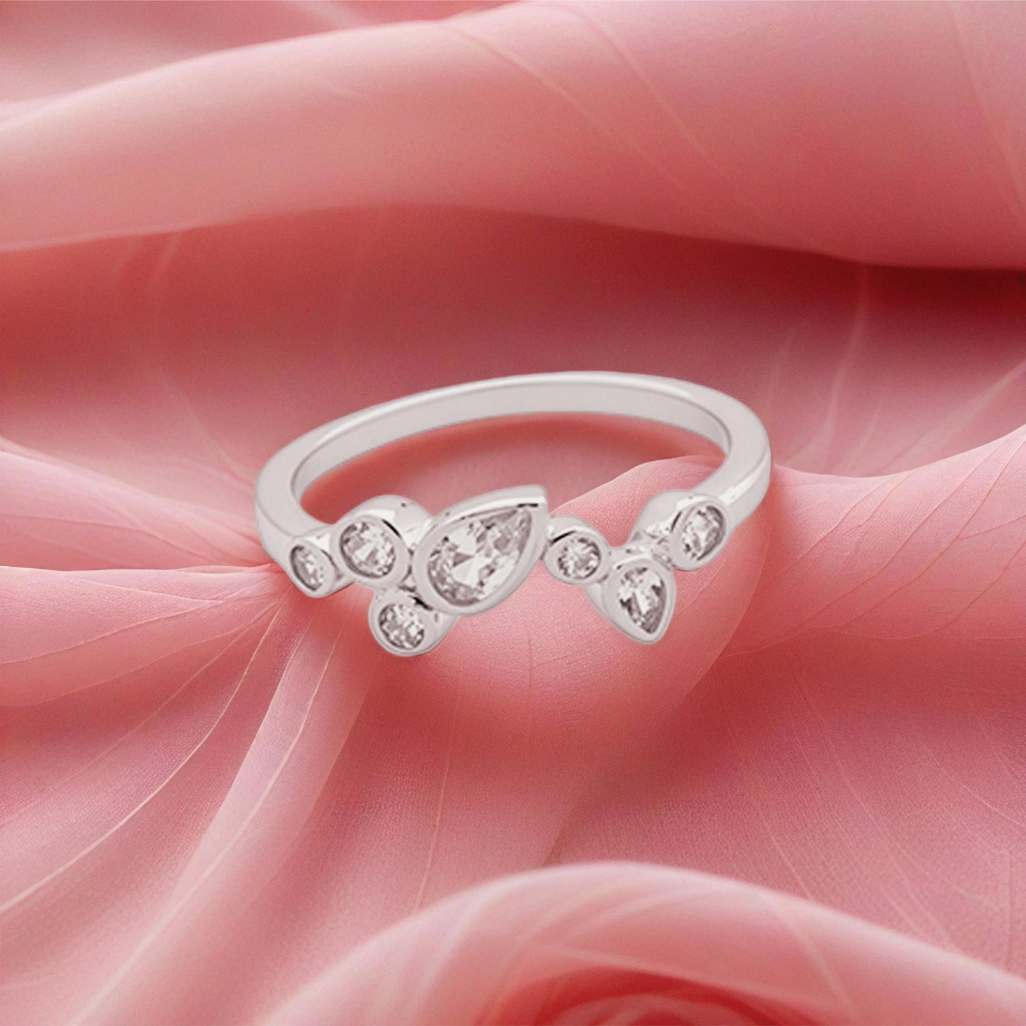elysia ring – sterling silver with pear-cut grace