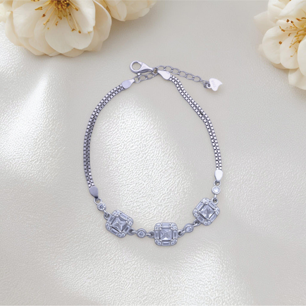 lustre square bracelet – sterling silver with radiant elegance