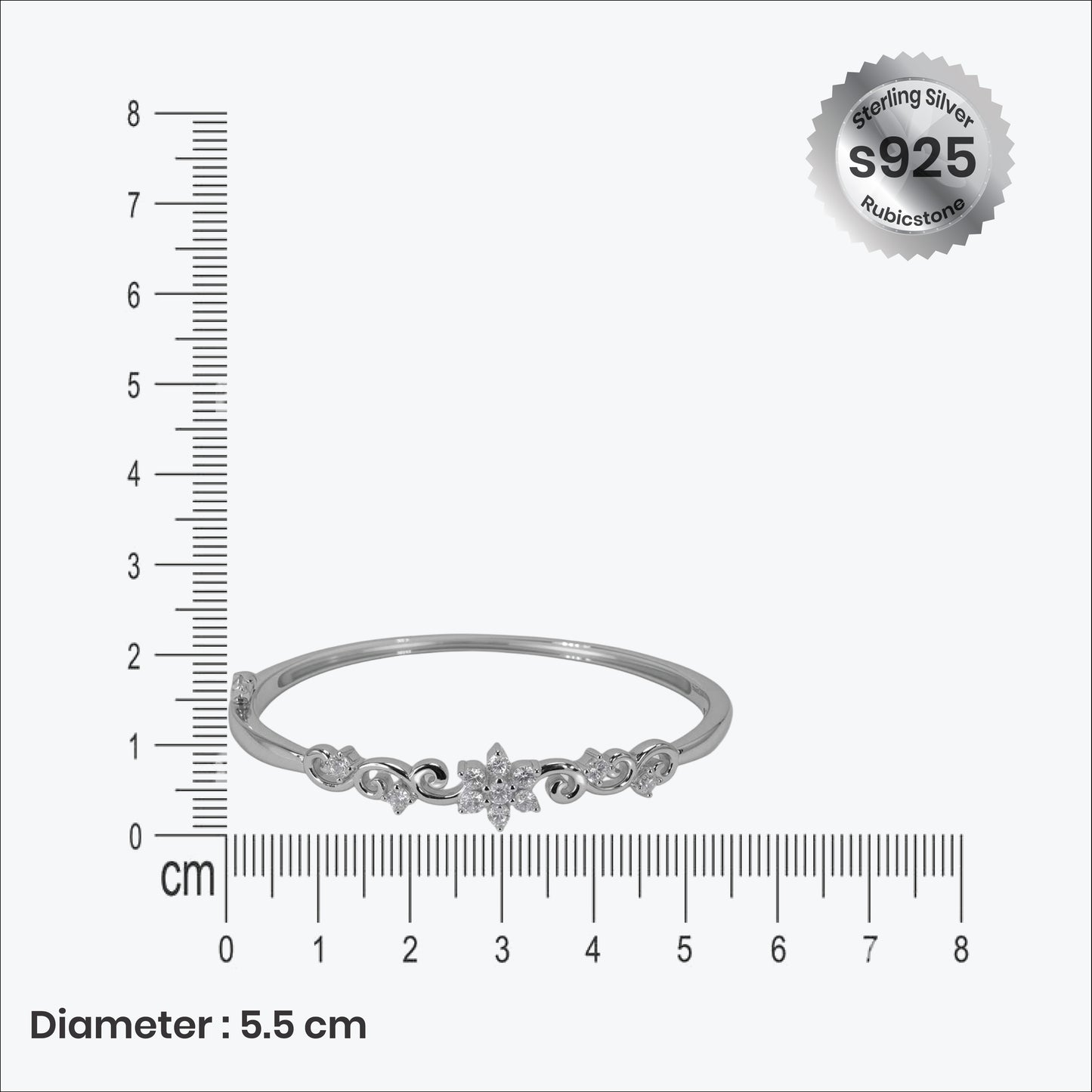 floral bracelet– sterling silver with sparking elegance