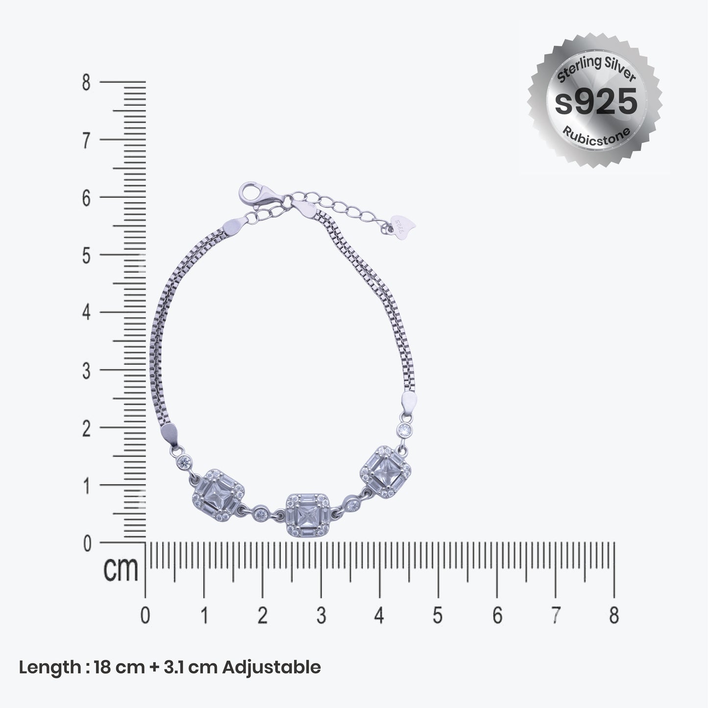 lustre square bracelet – sterling silver with radiant elegance