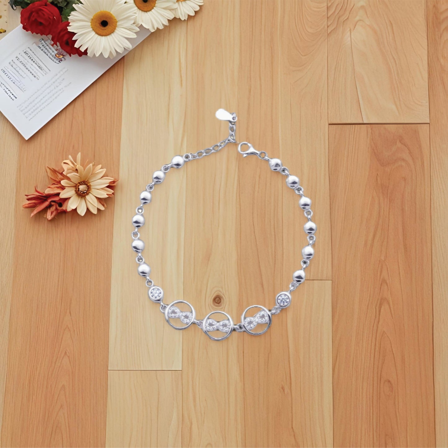 luma beads bracelet– sterling silver in effortless glow