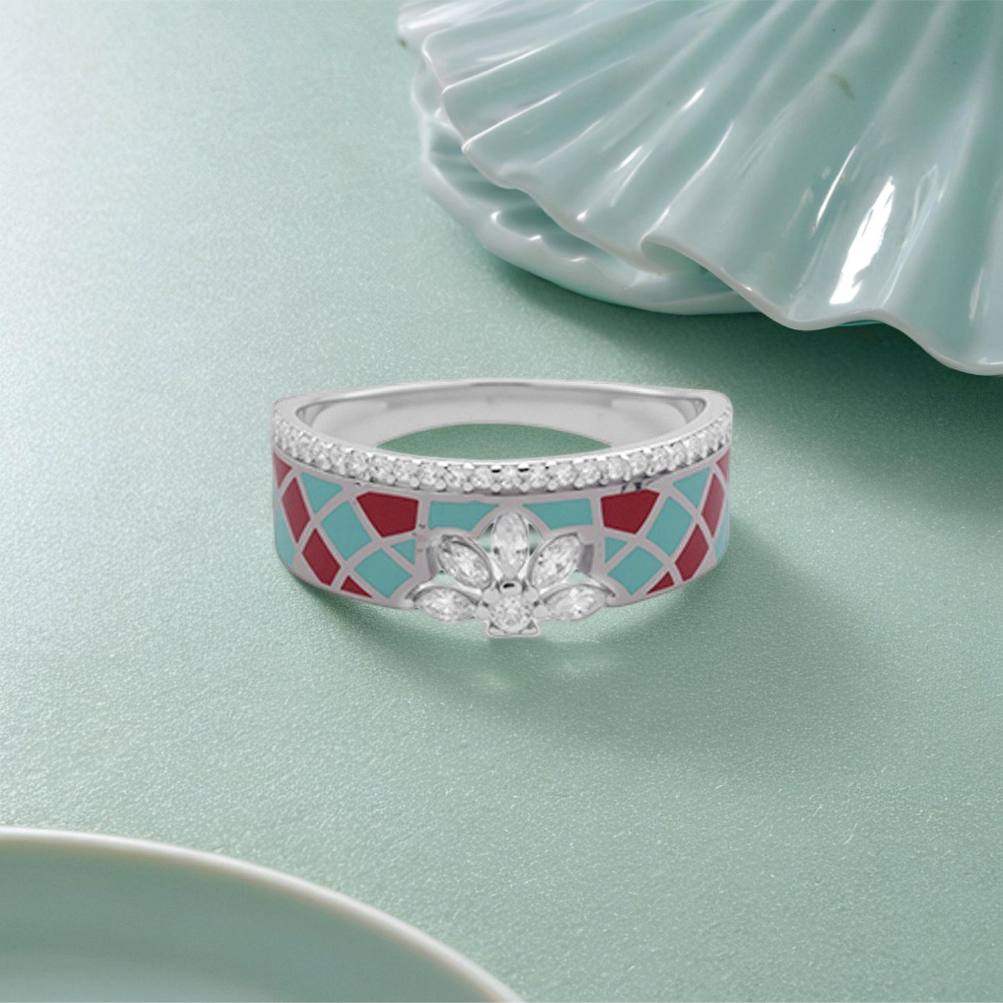 teardrop glow ring– sterling silver, fluid grace
