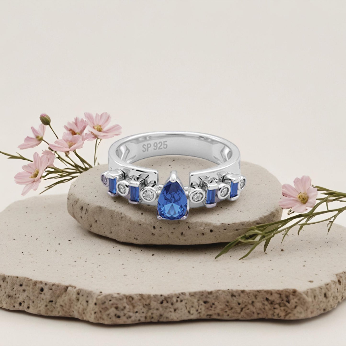 azure drop ring – sterling silver in grace